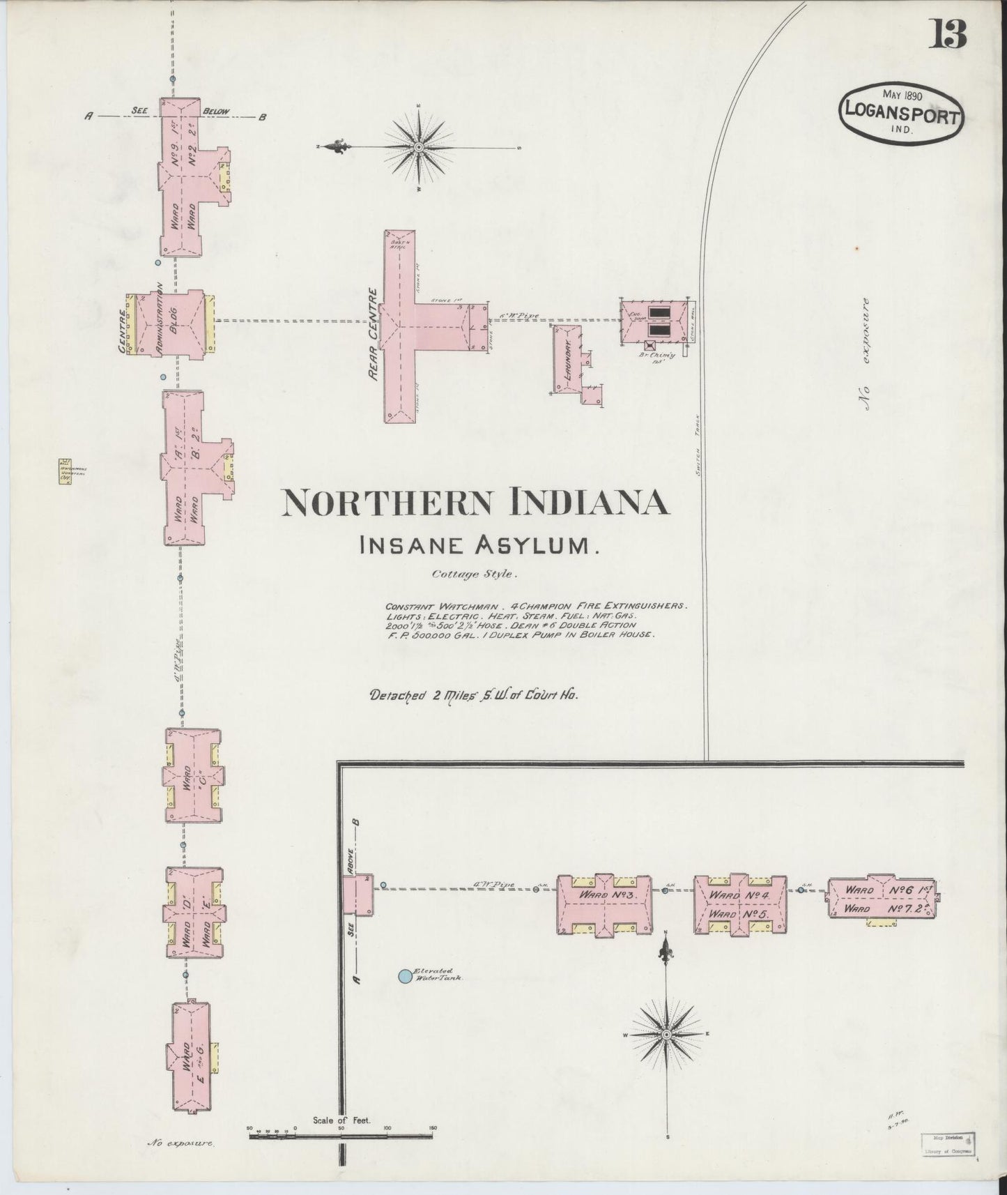 Sanborn Fire Insurance Map from Logansport, Cass County, Indiana (1890), Sheet #0013 - Complete Map Set gallery image, historic Sanborn map, vintage wall art, Indiana Indiana