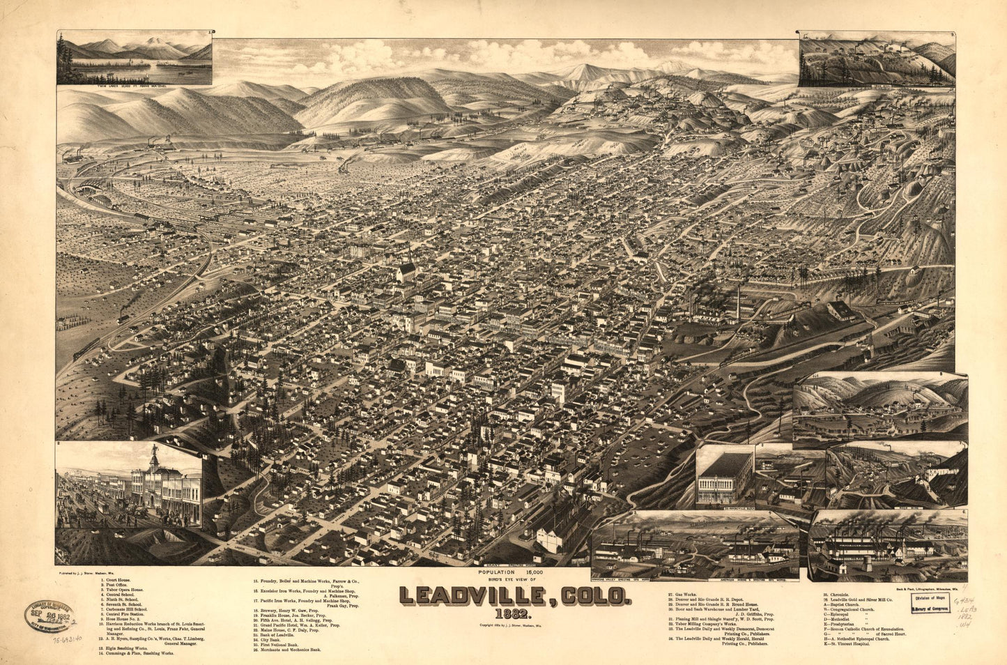 Bird's eye view of Leadville, Colo. 1882. (1882) – Historic Bird’s-Eye View Panorama Print