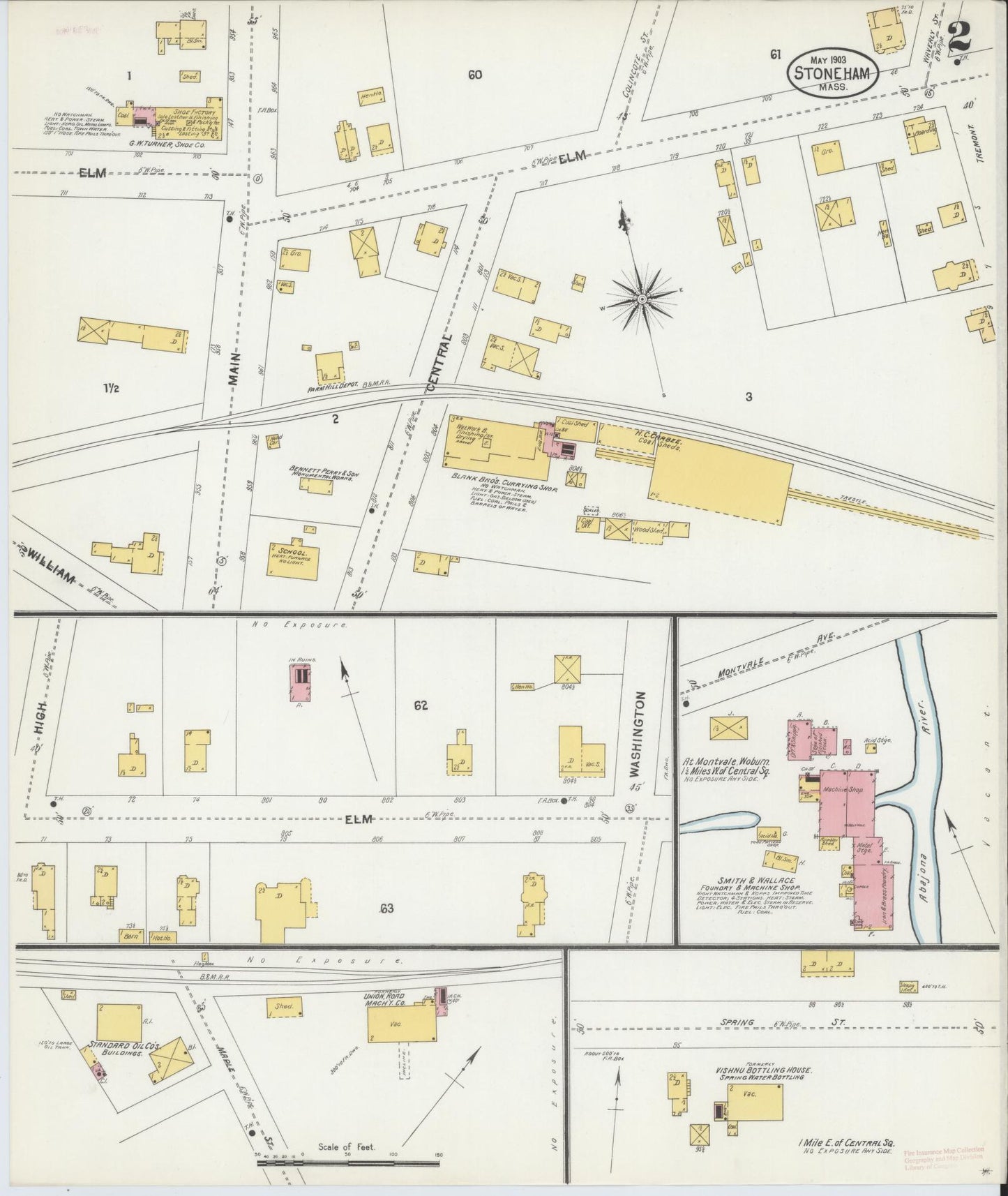 Sanborn Fire Insurance Map from Stoneham, Middlesex County, Massachusetts (1903), Sheet #0002 - Historic Sanborn Fire Insurance Map Print, vintage old map wall art, antique decor, genealogy gift, Massachusetts Massachusetts map