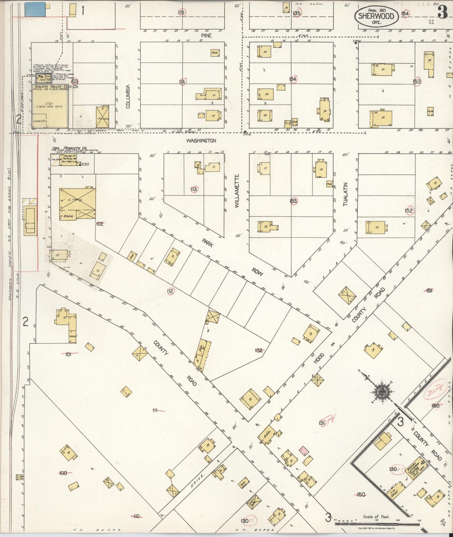 Sanborn Fire Insurance Map from Sherwood, Washington County, Oregon (1929), Sheet #0003 - Complete Map Set gallery image, historic Sanborn map, vintage wall art, Oregon Oregon