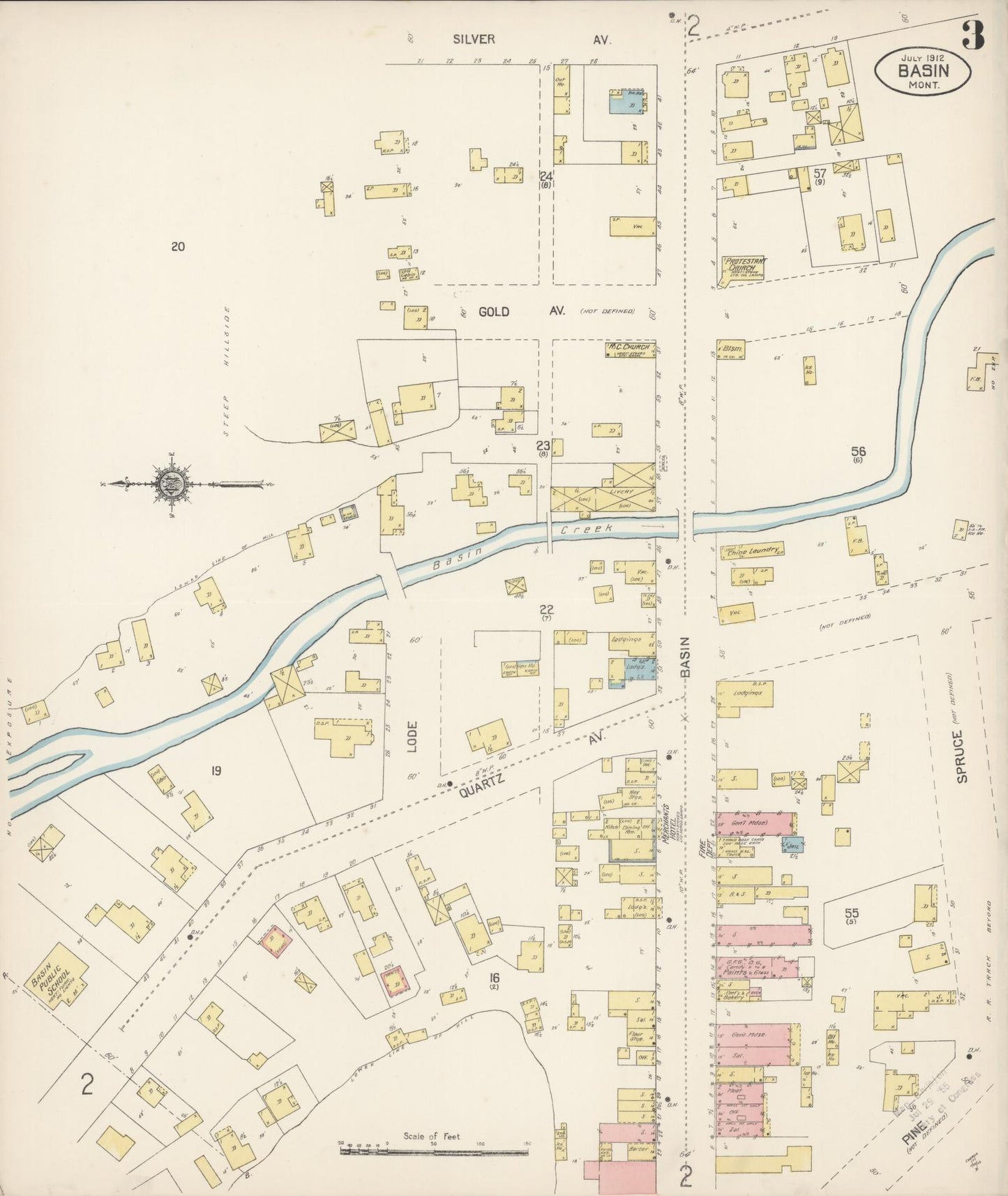 Sanborn Fire Insurance Map from Basin, Jefferson County, Montana (1912), Sheet #0003 - Complete Map Set gallery image, historic Sanborn map, vintage wall art, Montana Montana
