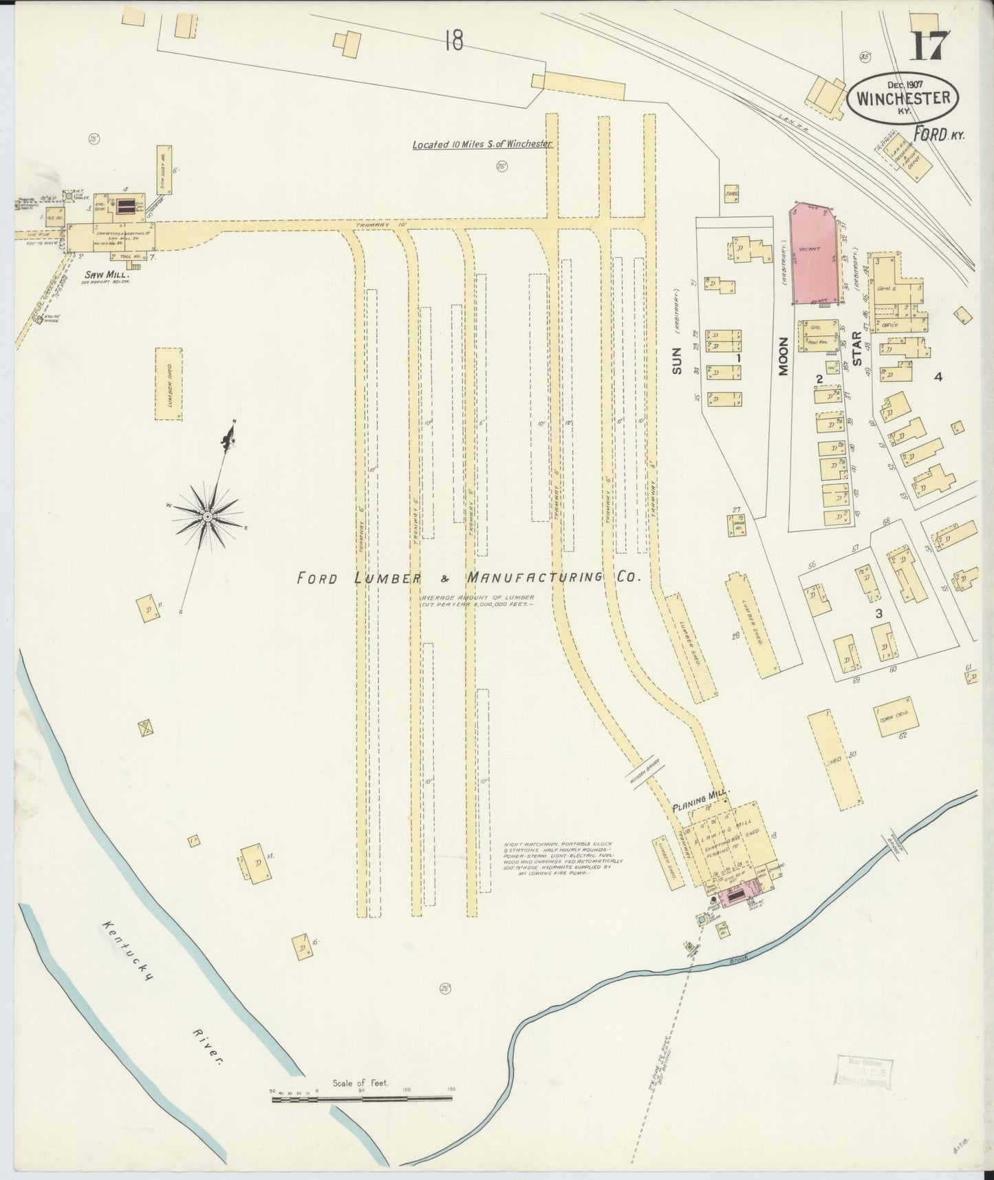 Sanborn Fire Insurance Map from Winchester, Clark County, Kentucky (1907), Sheet #0017 - Historic Sanborn Fire Insurance Map Print, vintage old map wall art, antique decor, genealogy gift, Kentucky Kentucky map