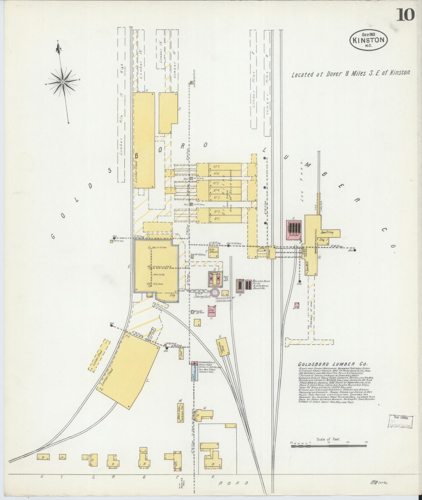 Sanborn Fire Insurance Map from Kinston, Lenoir County, North Carolina (1901), Sheet #0010 - Complete Map Set gallery image, historic Sanborn map, vintage wall art, North Carolina North Carolina