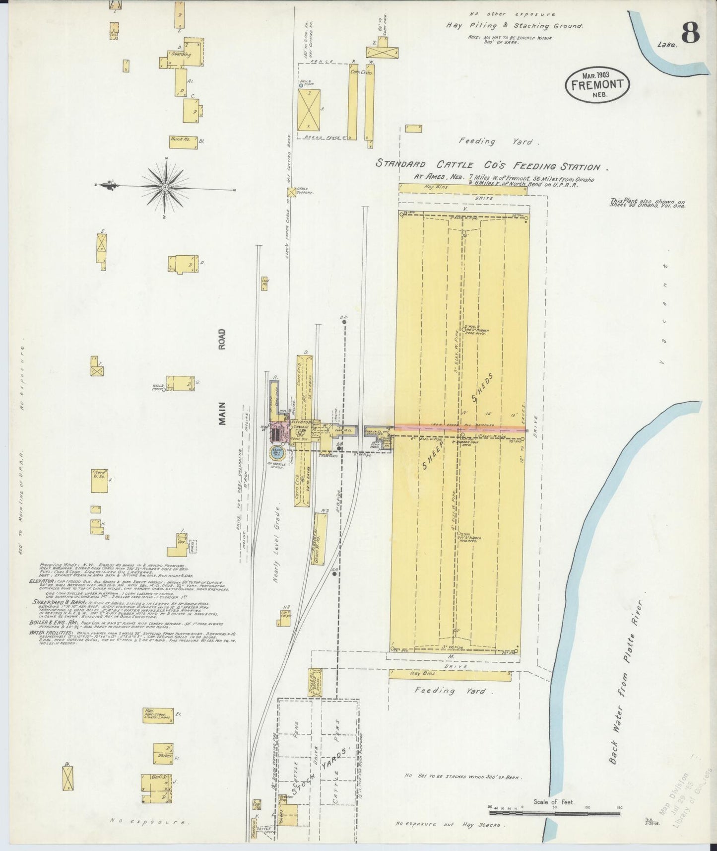 Sanborn Fire Insurance Map from Fremont, Dodge County, Nebraska (1903), Sheet #0008 - Historic Sanborn Fire Insurance Map Print, vintage old map wall art, antique decor, genealogy gift, Nebraska Nebraska map