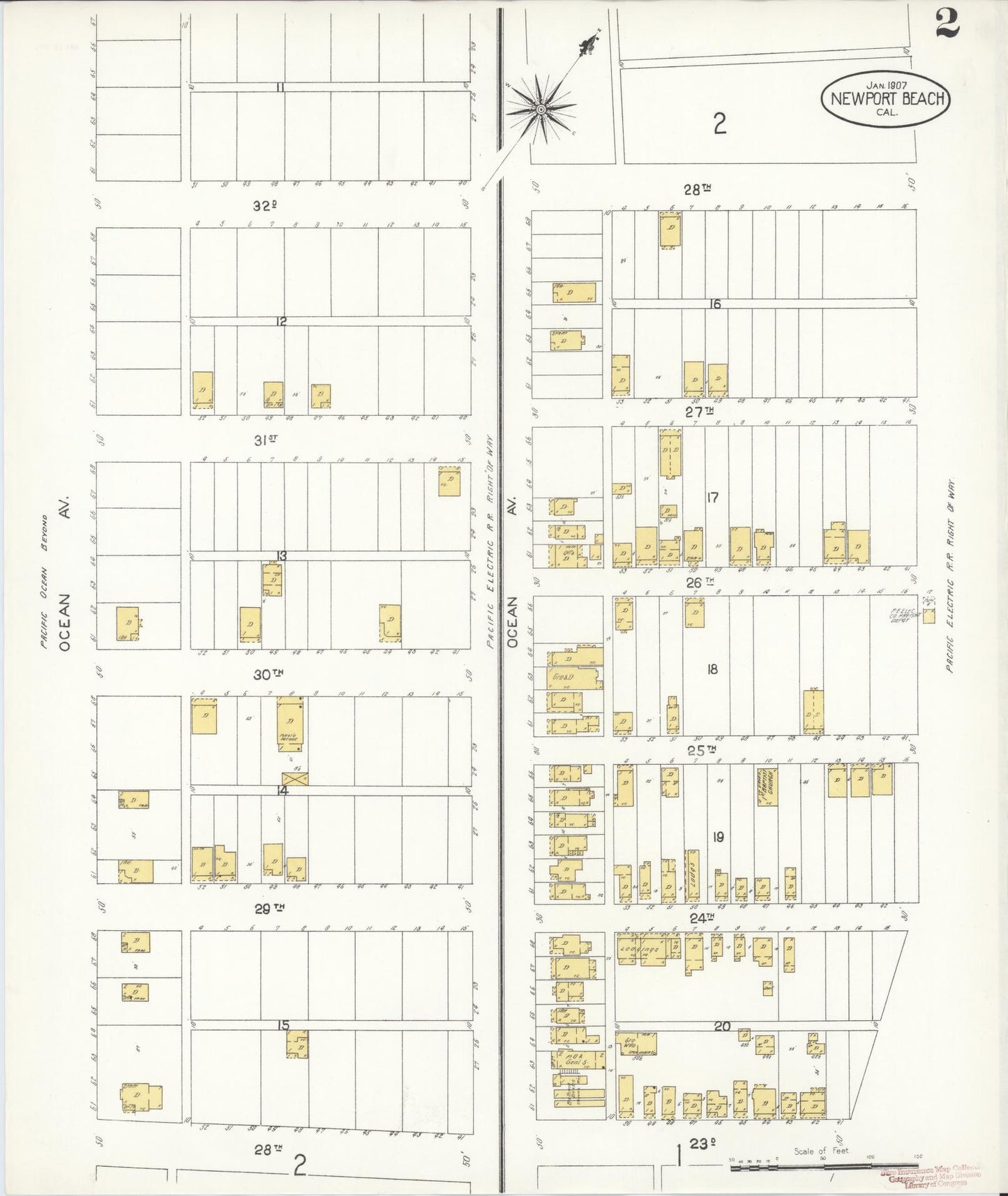 Sanborn Fire Insurance Map from Newport Beach, Orange County, California (1907), Sheet #0002 - Historic Sanborn Fire Insurance Map Print, vintage old map wall art, antique decor, genealogy gift, California California map