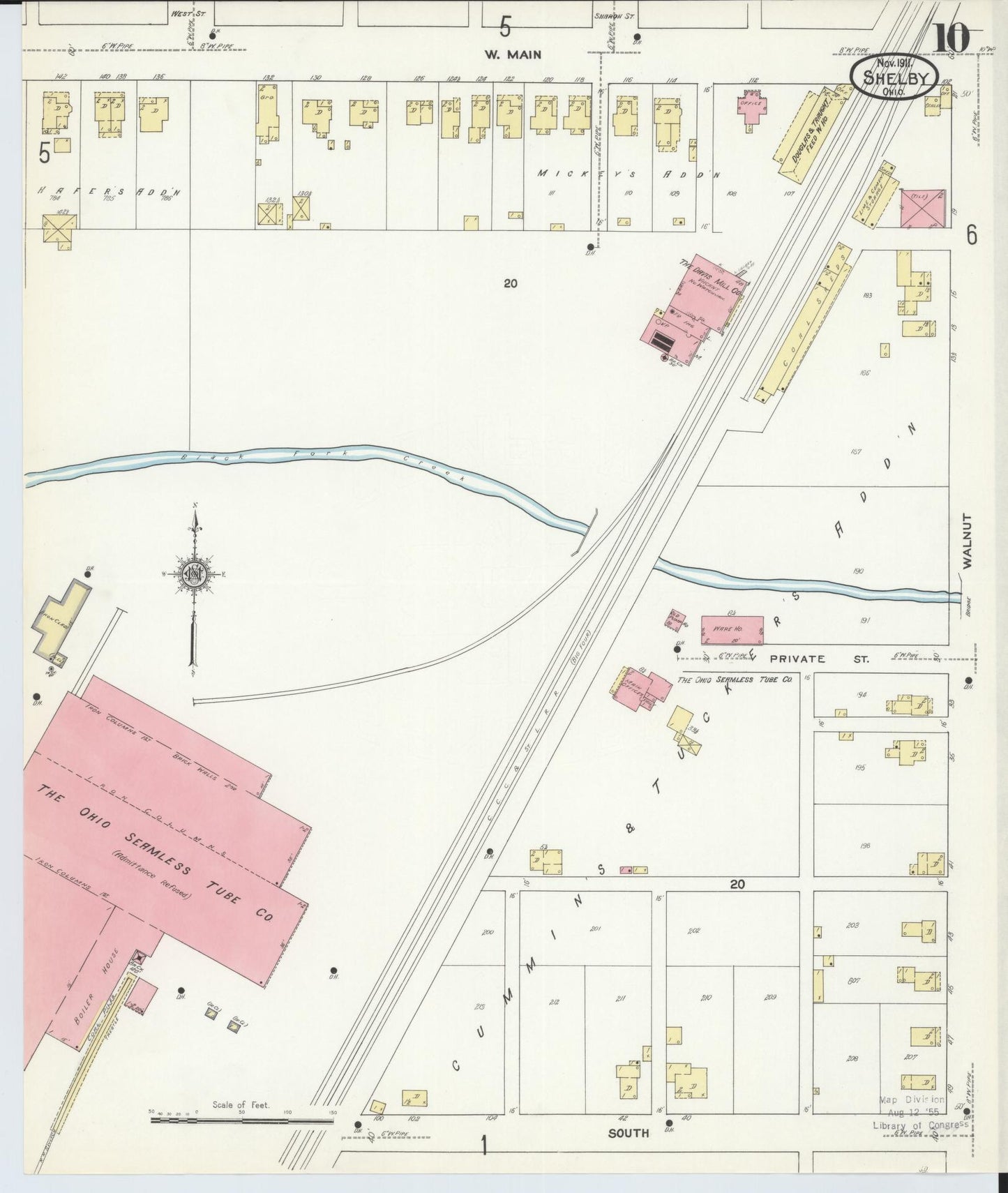 Sanborn Fire Insurance Map from Shelby, Richland County, Ohio (1911), Sheet #0010 - Historic Sanborn Fire Insurance Map Print, vintage old map wall art, antique decor, genealogy gift, Ohio Ohio map