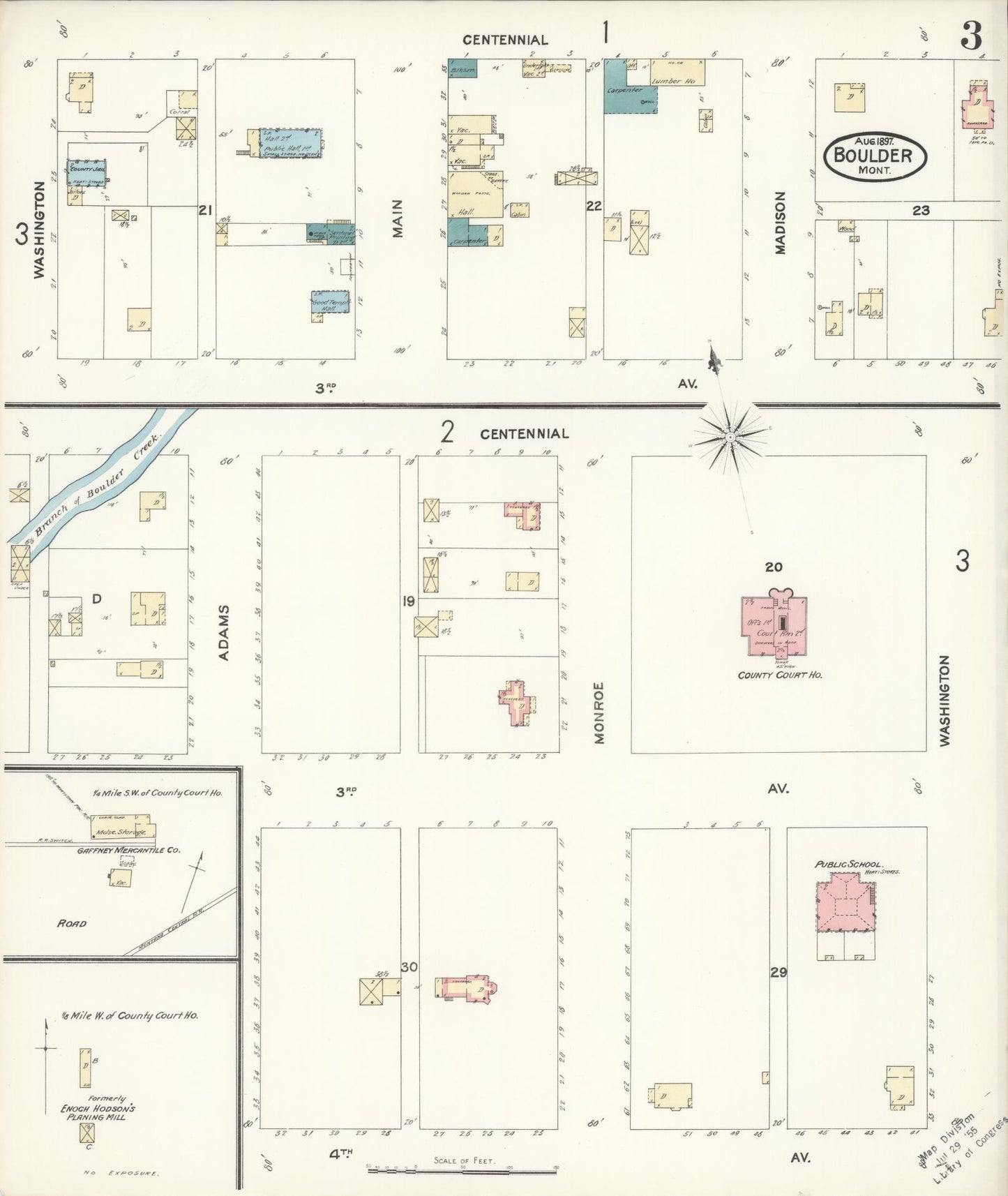 Sanborn Fire Insurance Map from Boulder, Jefferson County, Montana (1897), Sheet #0003 - Complete Map Set gallery image, historic Sanborn map, vintage wall art, Montana Montana