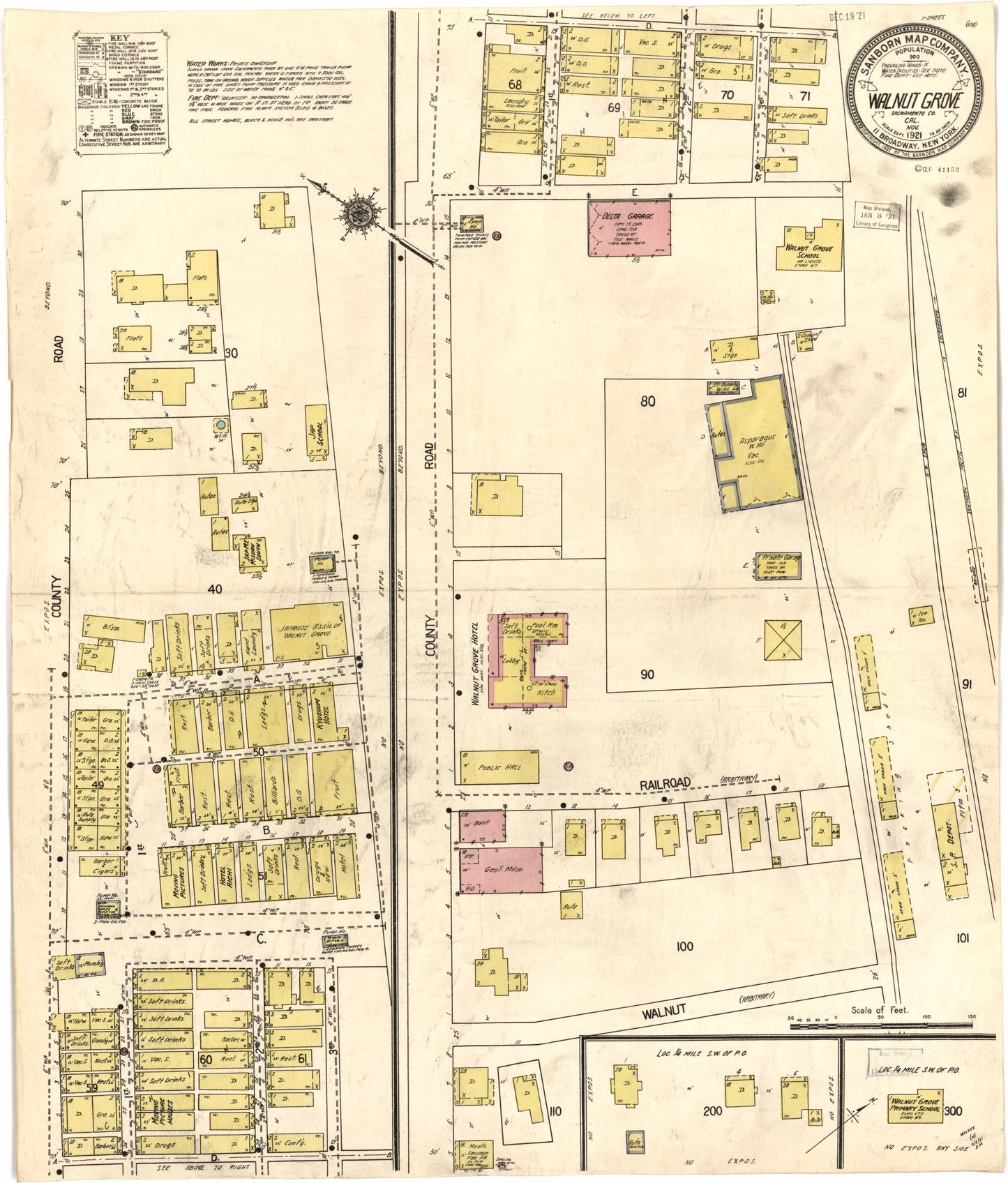Sanborn Fire Insurance Map from Walnut Grove, Sacramento County, California. (1921) – Historic Sanborn Fire Insurance Map Print