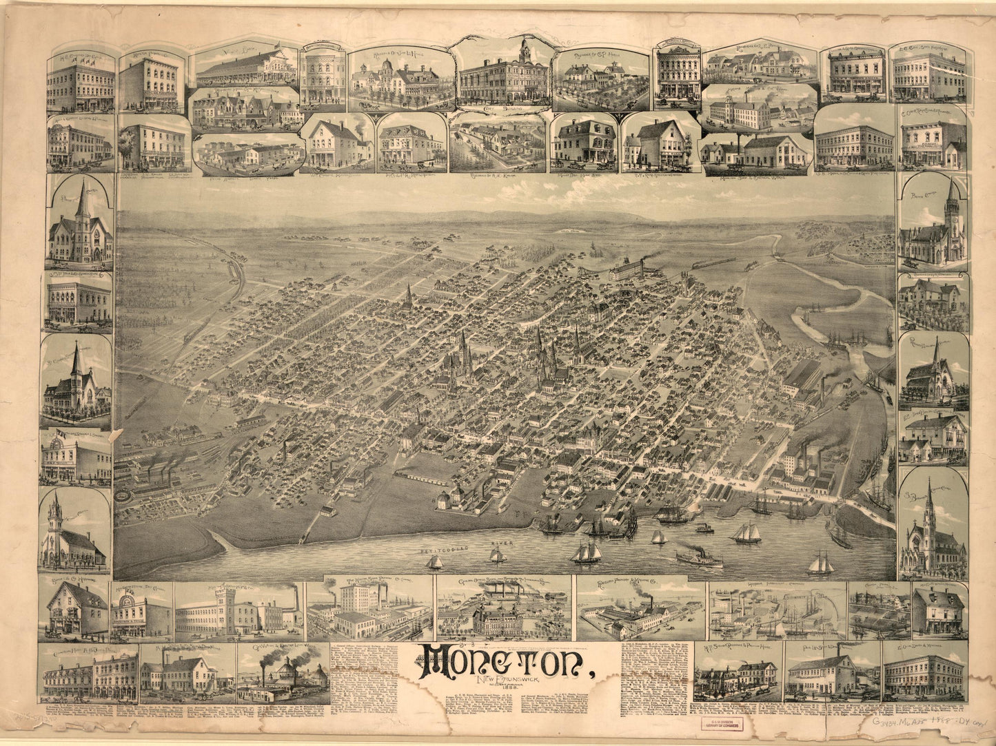 Moncton, New Brunswick, 1888 (1888) – Historic Bird’s-Eye View Panorama Print