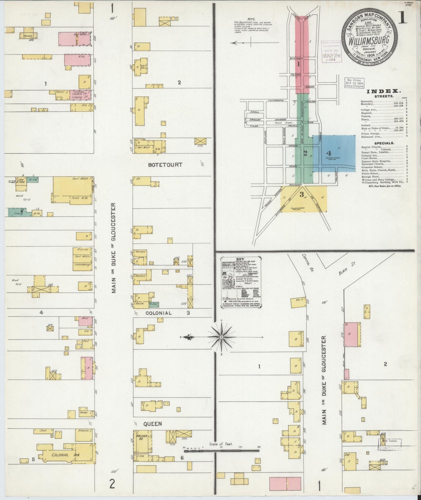 Sanborn Fire Insurance Map from Williamsburg, Independent Cities, Virginia. (1904) – Historic Sanborn Fire Insurance Map Print