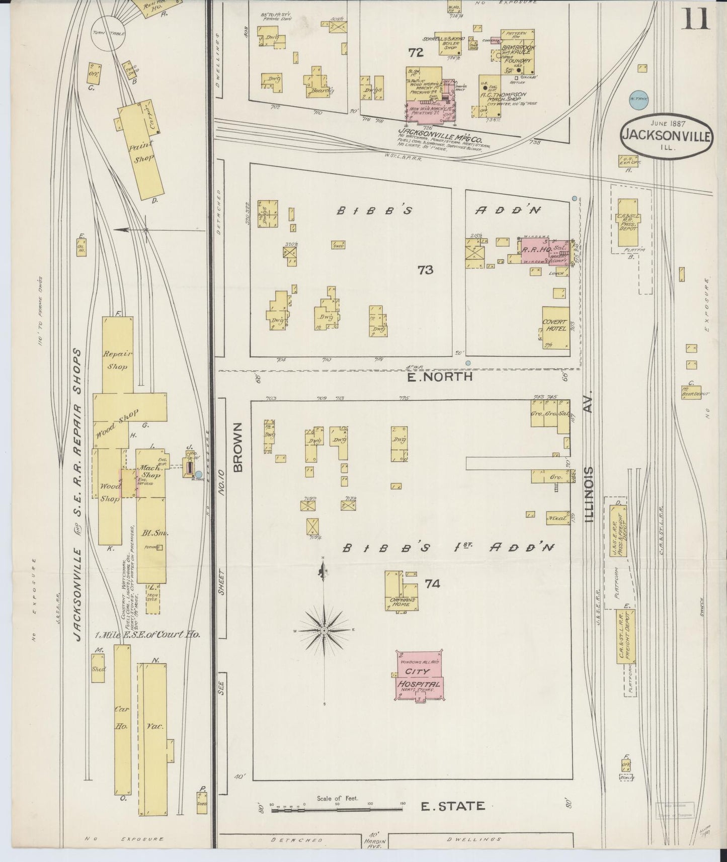 Sanborn Fire Insurance Map from Jacksonville, Morgan County, Illinois. (1887), Sheet 11 – Historic Sanborn Fire Insurance Map Print