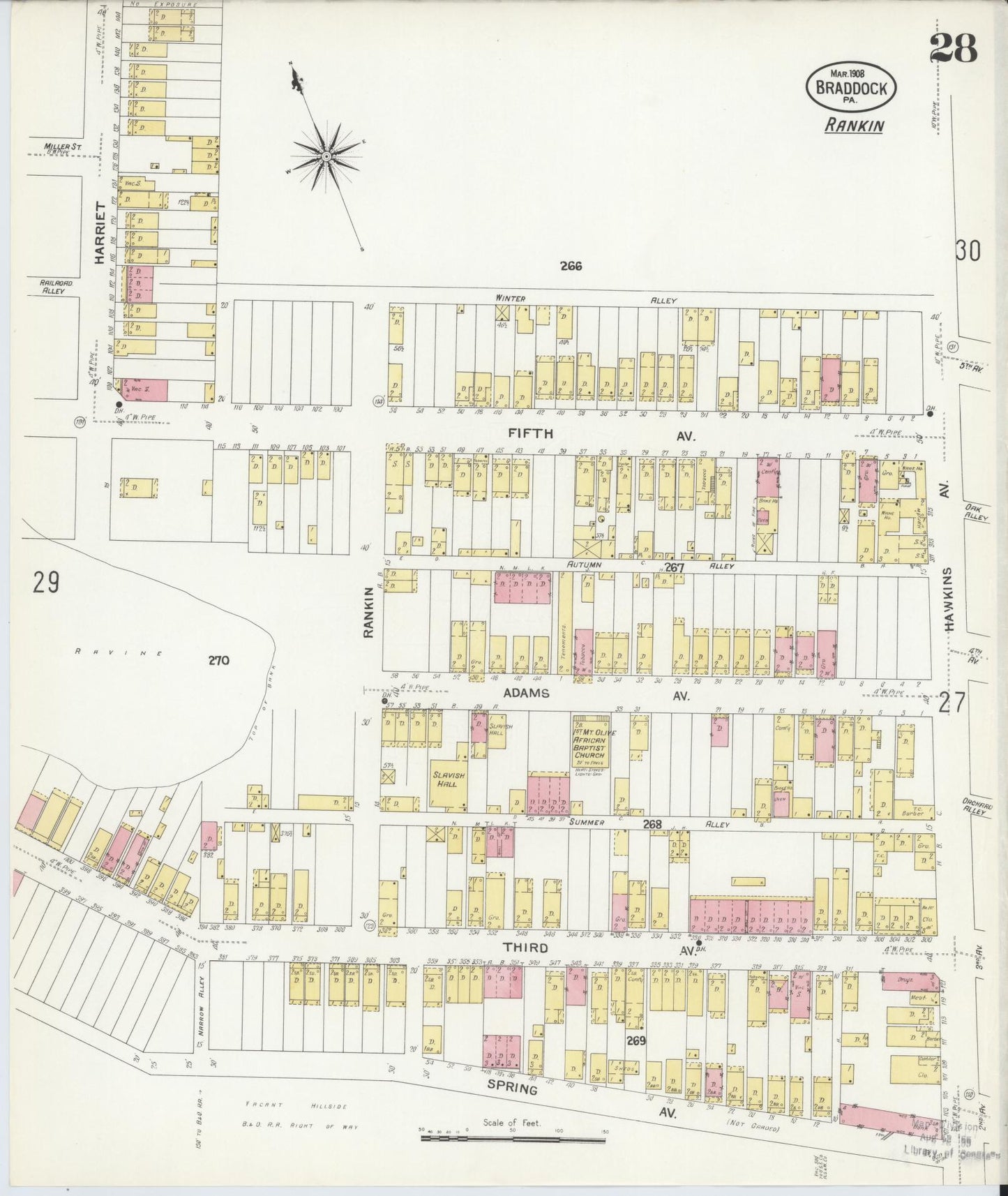 Sanborn Fire Insurance Map from Braddock, Allegheny County, Pennsylvania (1908), Sheet #0028 - Historic Sanborn Fire Insurance Map Print, vintage old map wall art, antique decor, genealogy gift, Pennsylvania Pennsylvania map