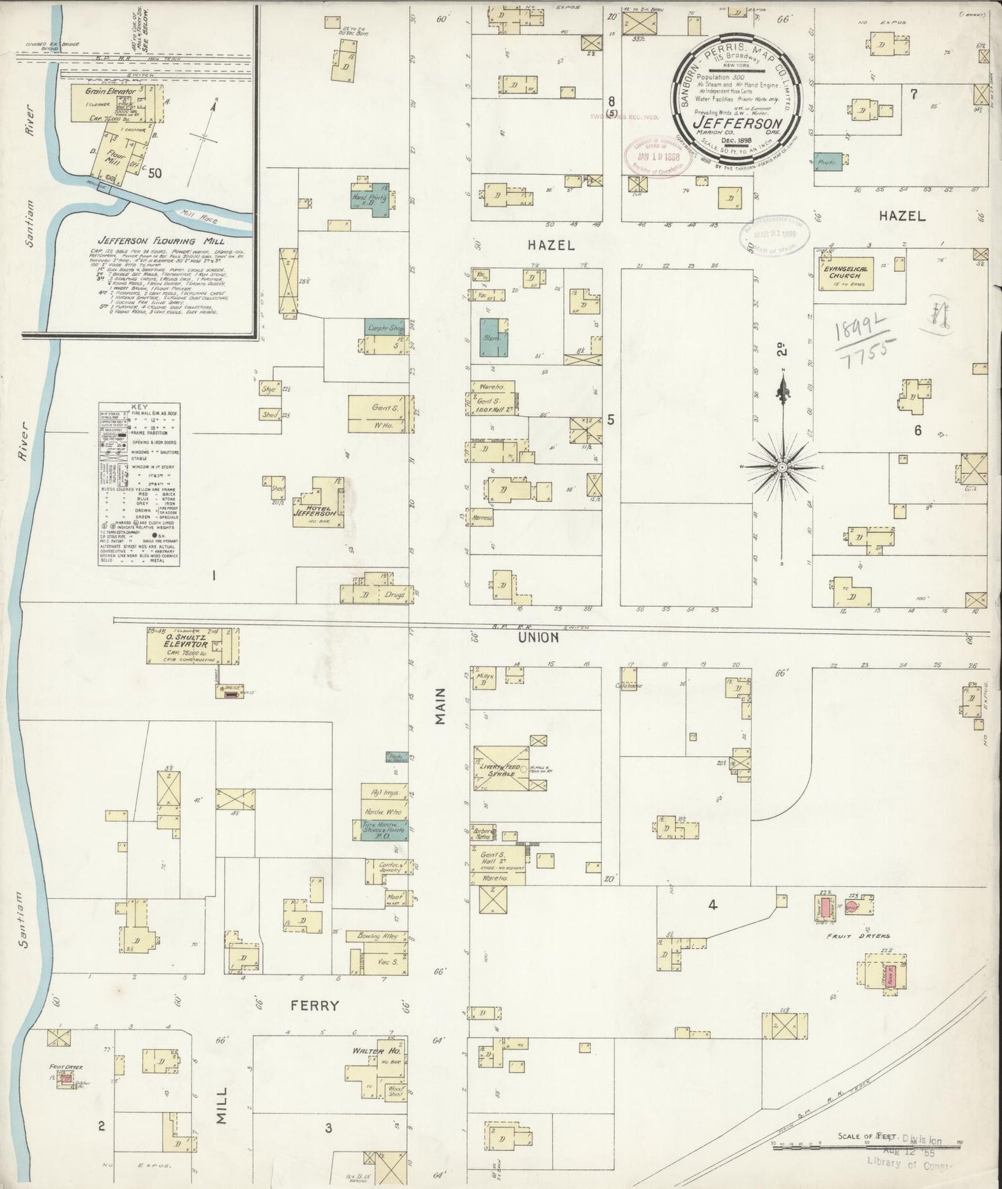 Sanborn Fire Insurance Map from Jefferson, Marion County, Oregon (1898), Sheet #0001 - Historic Sanborn Fire Insurance Map Print, vintage old map wall art, antique decor, genealogy gift, Oregon Oregon map