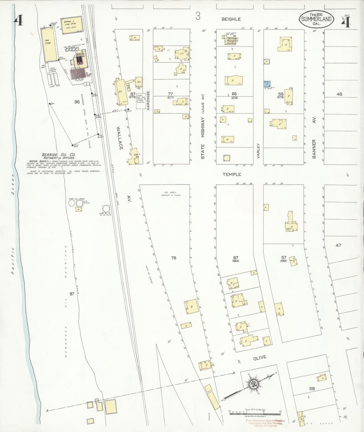 Sanborn Fire Insurance Map from Summerland, Santa Barbara County, California (1930), Sheet #0004 - Complete Map Set gallery image, historic Sanborn map, vintage wall art, California California