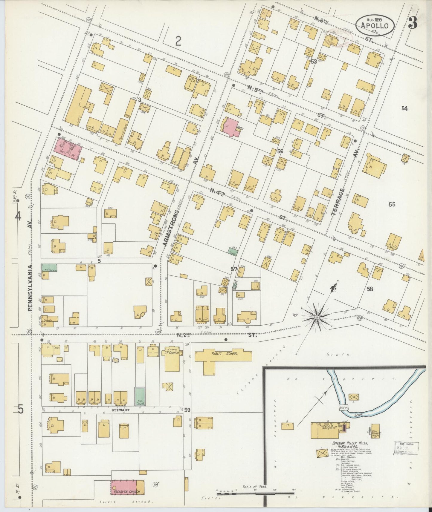 Sanborn Fire Insurance Map from Apollo, Armstrong County, Pennsylvania (1899), Sheet #0003 - Historic Sanborn Fire Insurance Map Print, vintage old map wall art, antique decor, genealogy gift, Pennsylvania Pennsylvania map
