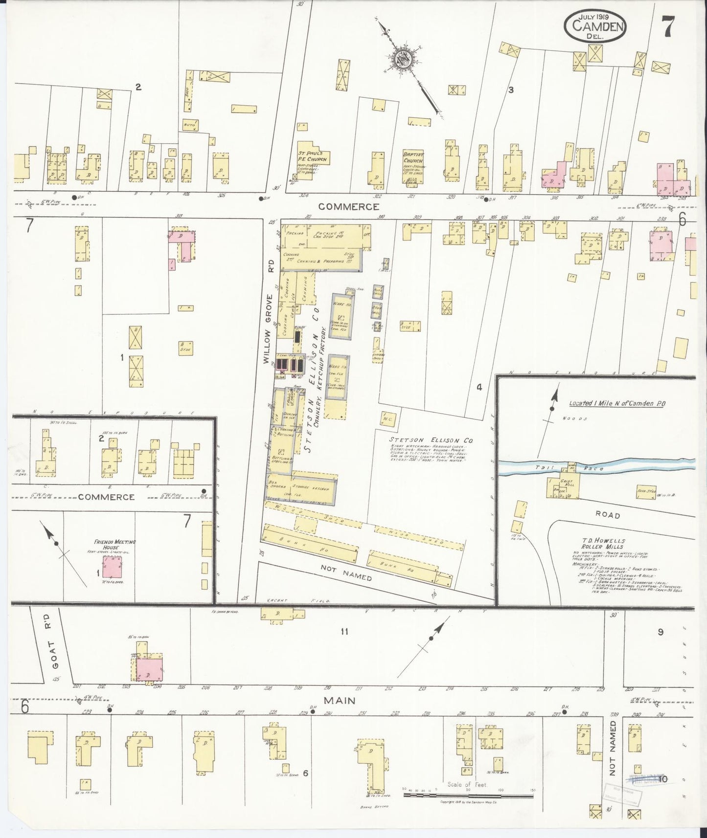 Sanborn Fire Insurance Map from Camden, Kent County, Delaware (1919), Sheet #0007 - Complete Map Set gallery image, historic Sanborn map, vintage wall art, Wyoming Wyoming
