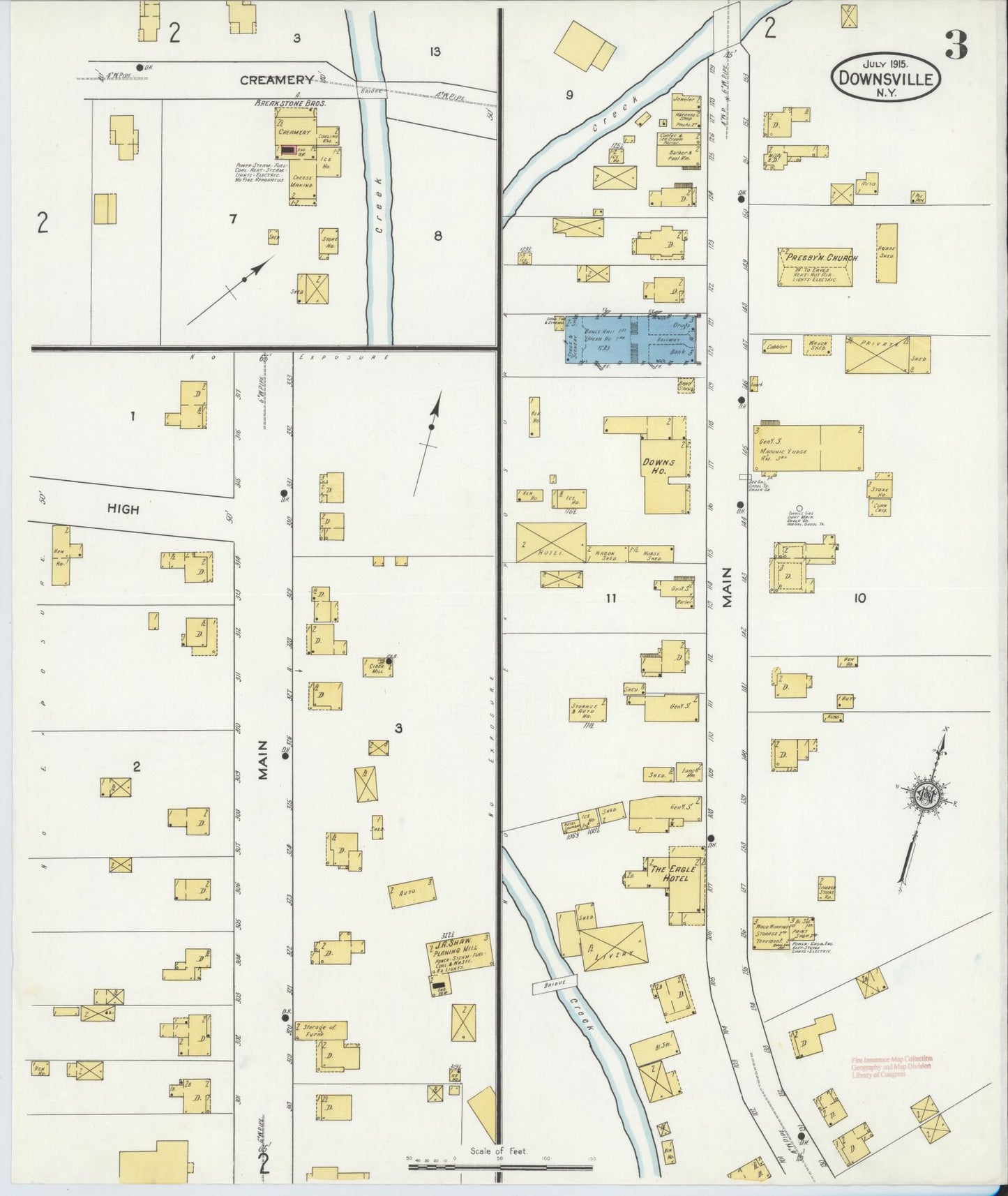 Sanborn Fire Insurance Map from Downsville, Delaware County, New York (1915), Sheet #0003 - Complete Map Set gallery image, historic Sanborn map, vintage wall art, Downsville Delaware
