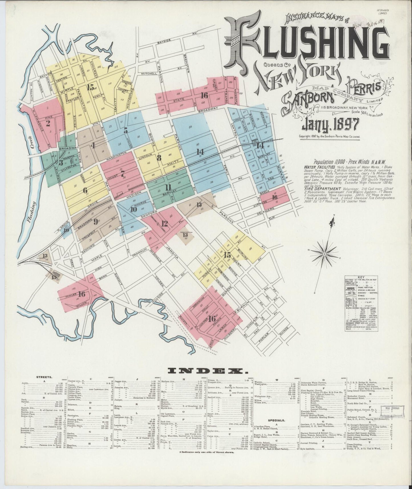 Sanborn Fire Insurance Map from Flushing, Queens County, New York. (1897) – Historic Sanborn Fire Insurance Map Print