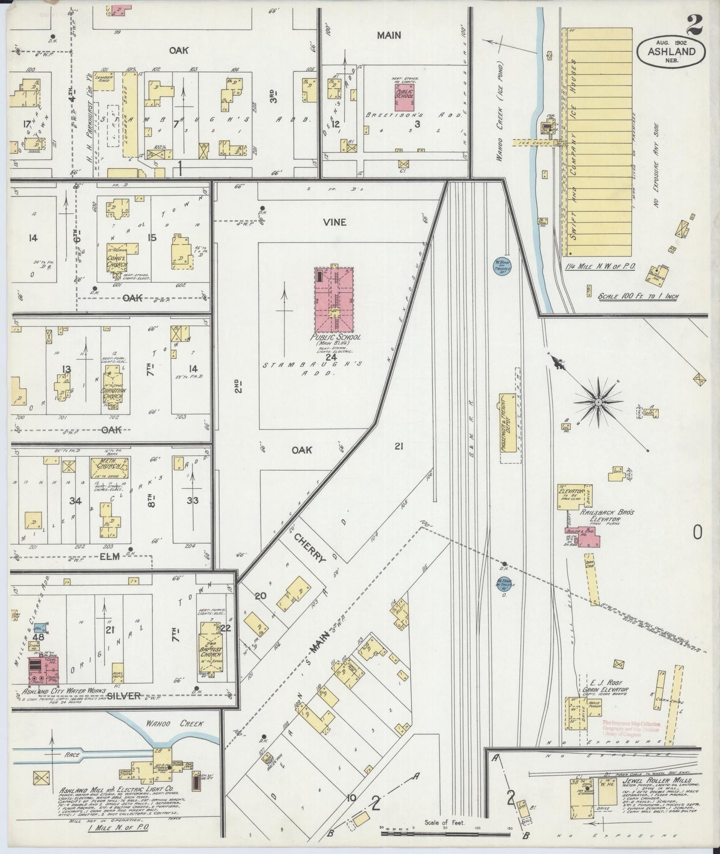 Sanborn Fire Insurance Map from Ashland, Saunders County, Nebraska (1902), Sheet #0002 - Historic Sanborn Fire Insurance Map Print, vintage old map wall art, antique decor, genealogy gift, Nebraska Nebraska map