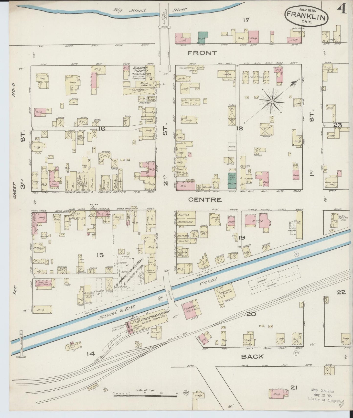 Sanborn Fire Insurance Map from Franklin, Warren County, Ohio (1885), Sheet #0004 - Complete Map Set gallery image, historic Sanborn map, vintage wall art, Ohio Ohio