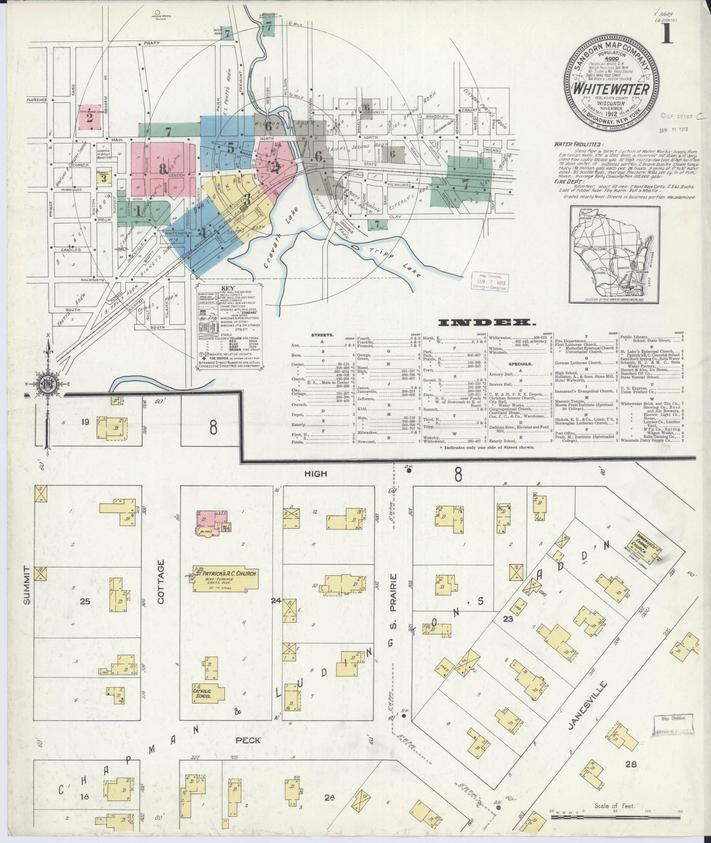 Whitewater, Walworth County, Wisconsin (1912) – Sanborn Fire Insurance Map – Map View