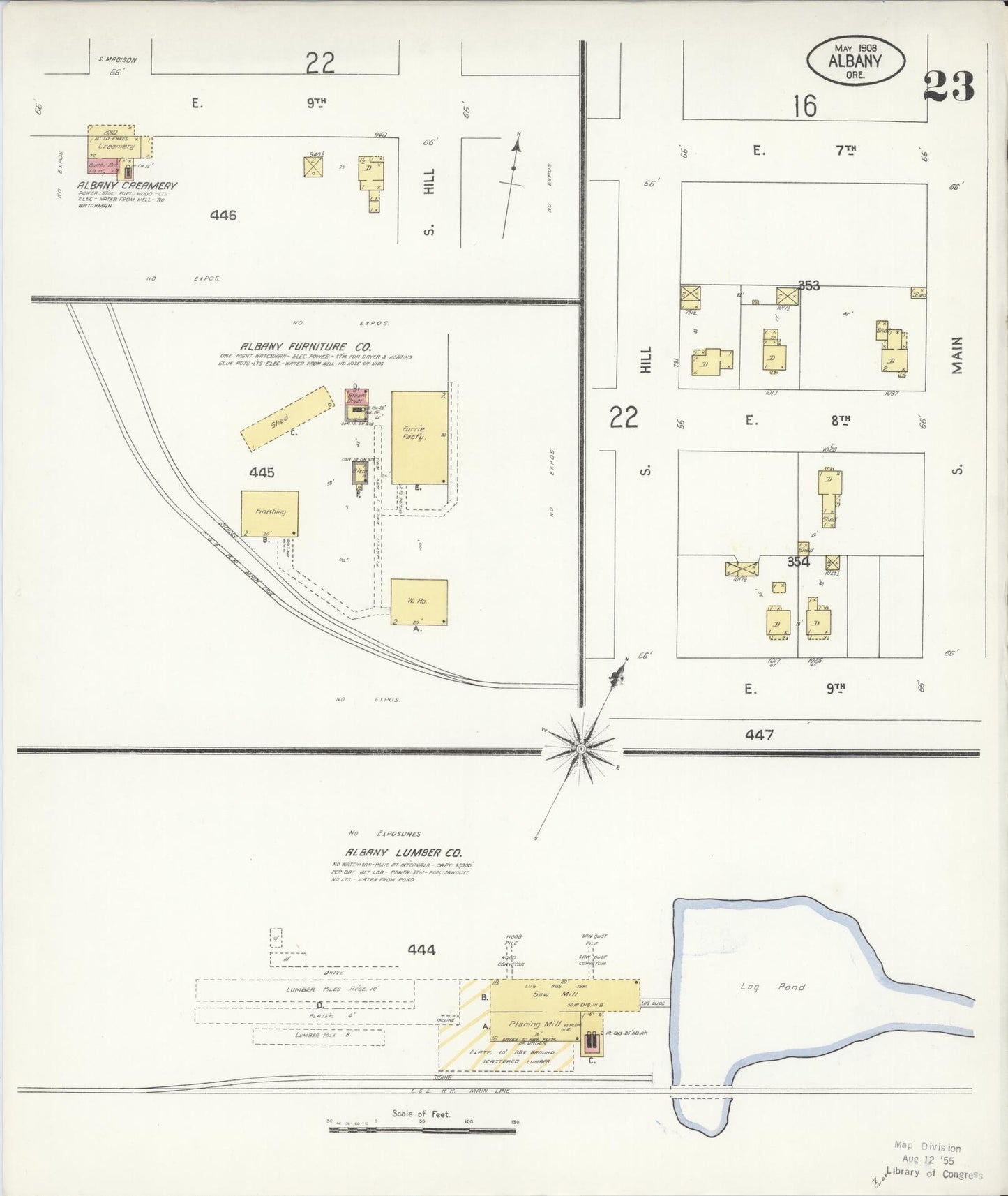 Sanborn Fire Insurance Map from Albany, Linn County, Oregon (1908), Sheet #0023 - Historic Sanborn Fire Insurance Map Print, vintage old map wall art, antique decor, genealogy gift, Oregon Oregon map