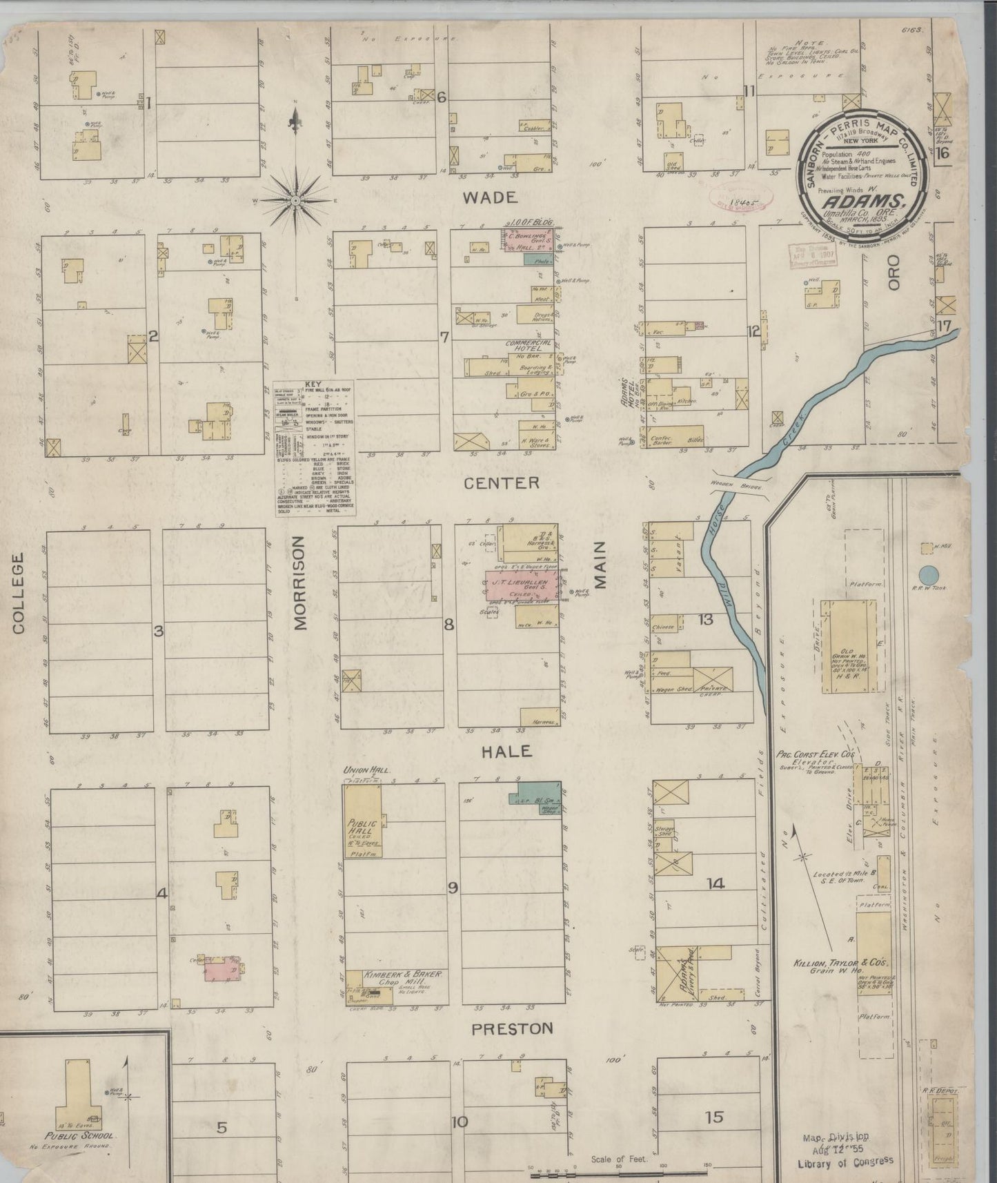 Sanborn Fire Insurance Map from Adams, Umatilla County, Oregon (1893), Sheet #0001 - Historic Sanborn Fire Insurance Map Print, vintage old map wall art, antique decor, genealogy gift, Oregon Oregon map