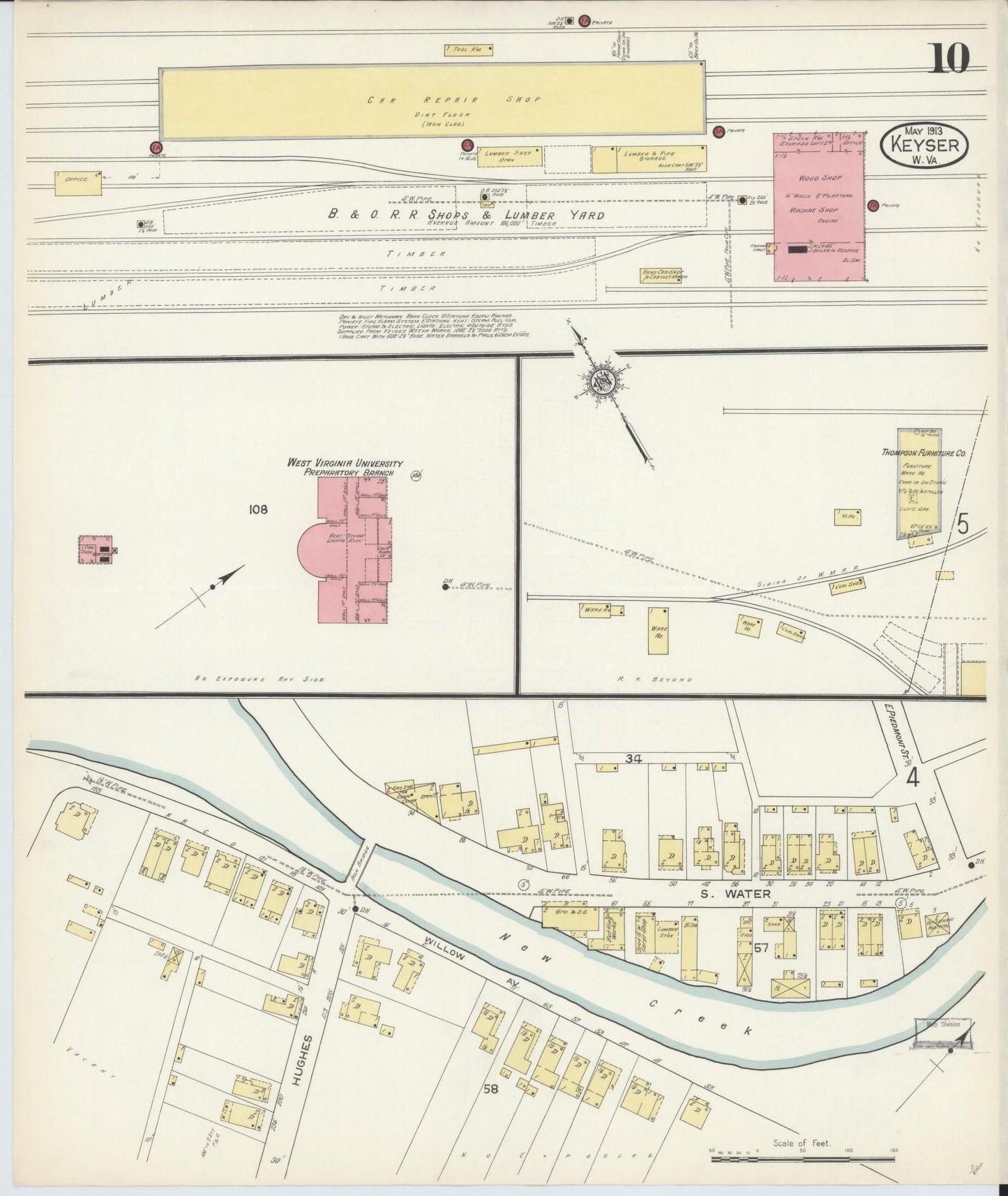 Sanborn Fire Insurance Map from Keyser, Mineral County, West Virginia (1913), Sheet #0010 - Historic Sanborn Fire Insurance Map Print, vintage old map wall art, antique decor, genealogy gift, West Virginia West Virginia map