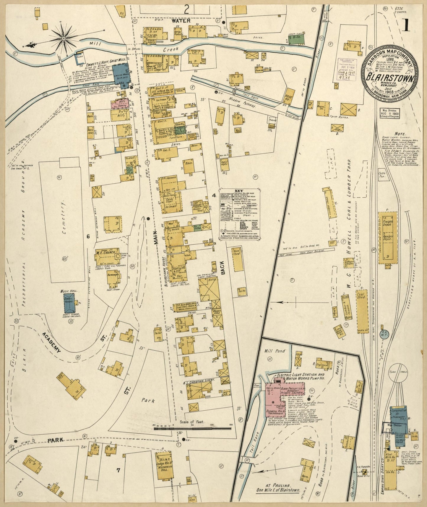 Sanborn Fire Insurance Map from Blairstown, Warren County, New Jersey. (1903) – Historic Sanborn Fire Insurance Map Print