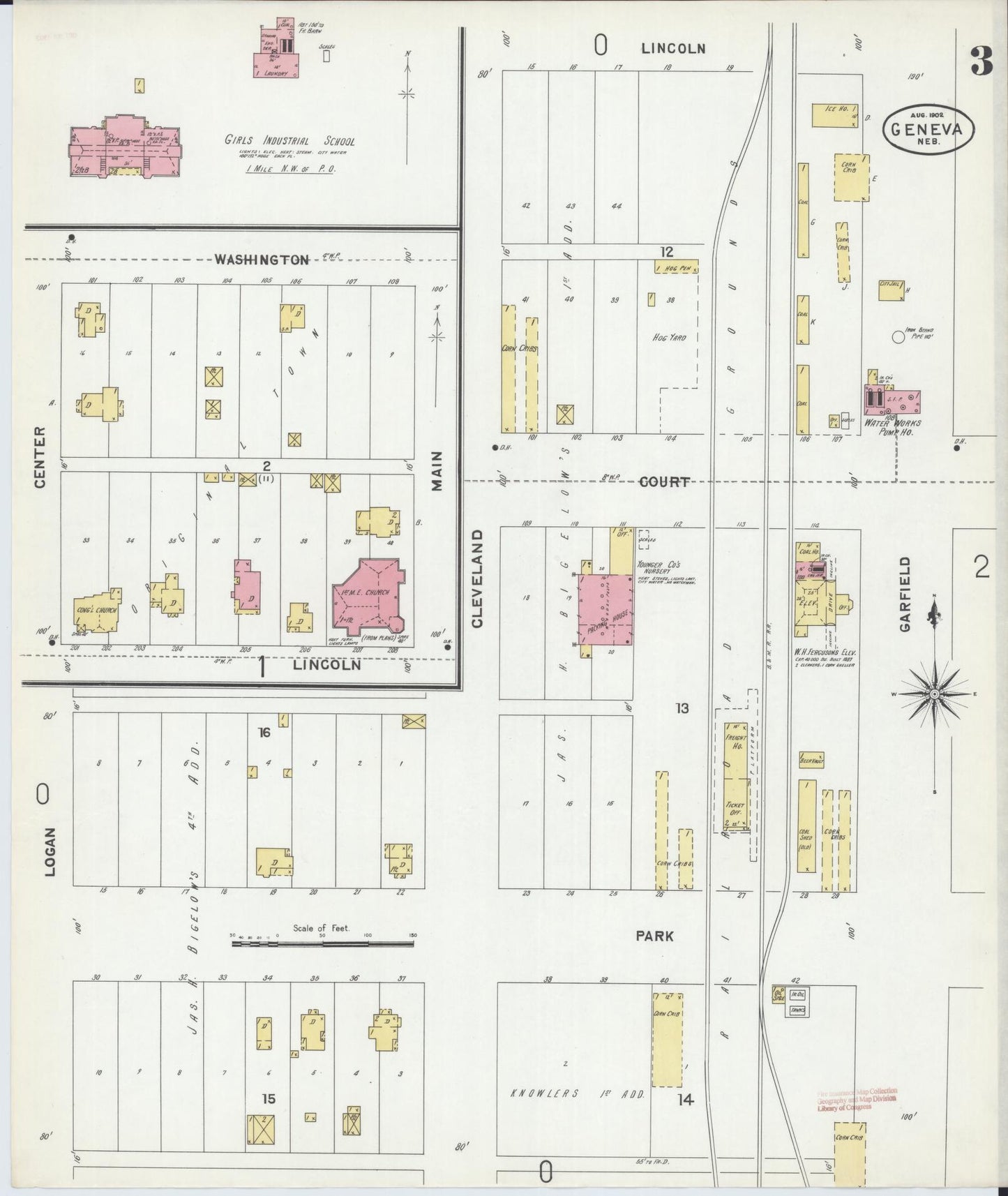 Sanborn Fire Insurance Map from Geneva, Fillmore County, Nebraska (1902), Sheet #0003 - Complete Map Set gallery image, historic Sanborn map, vintage wall art, Nebraska Nebraska