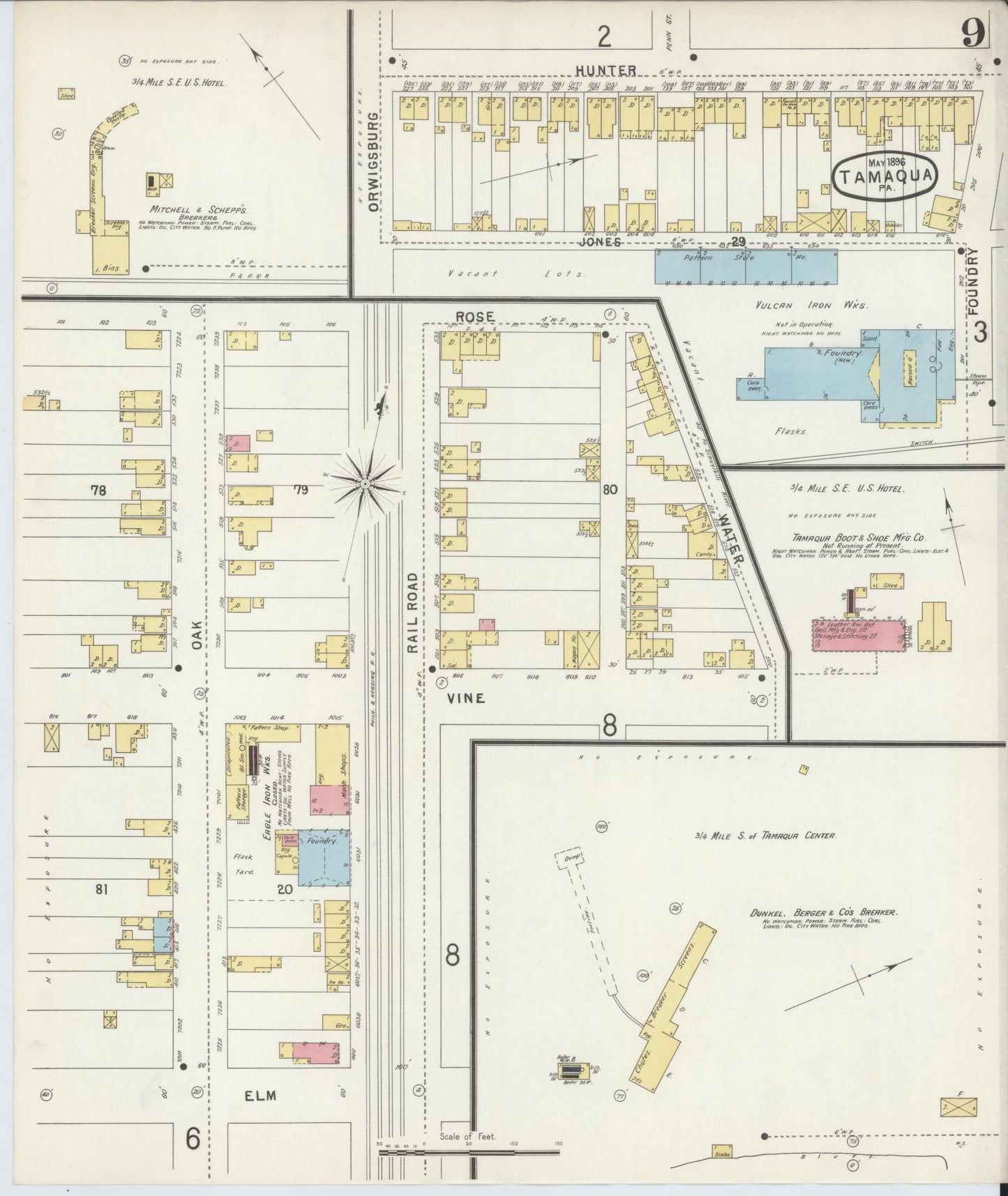 Sanborn Fire Insurance Map from Tamaqua, Schuylkill County, Pennsylvania (1896), Sheet #0009 - Complete Map Set gallery image, historic Sanborn map, vintage wall art, Pennsylvania Pennsylvania