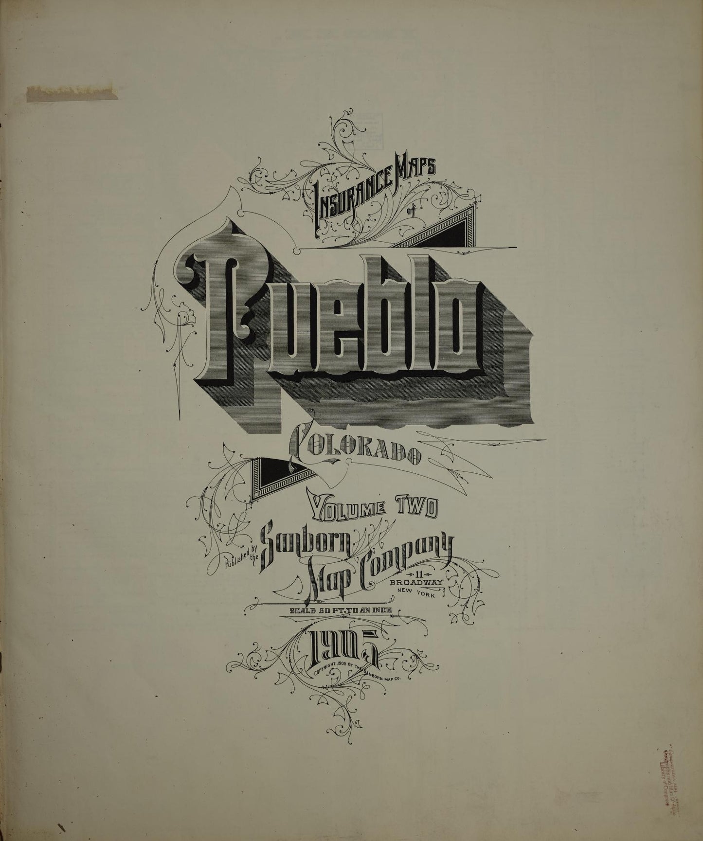Sanborn Fire Insurance Map from Pueblo, Pueblo County, Colorado (1905), Sheet #0001 - Historic Sanborn Fire Insurance Map Print, vintage old map wall art, antique decor, genealogy gift, Colorado Colorado map