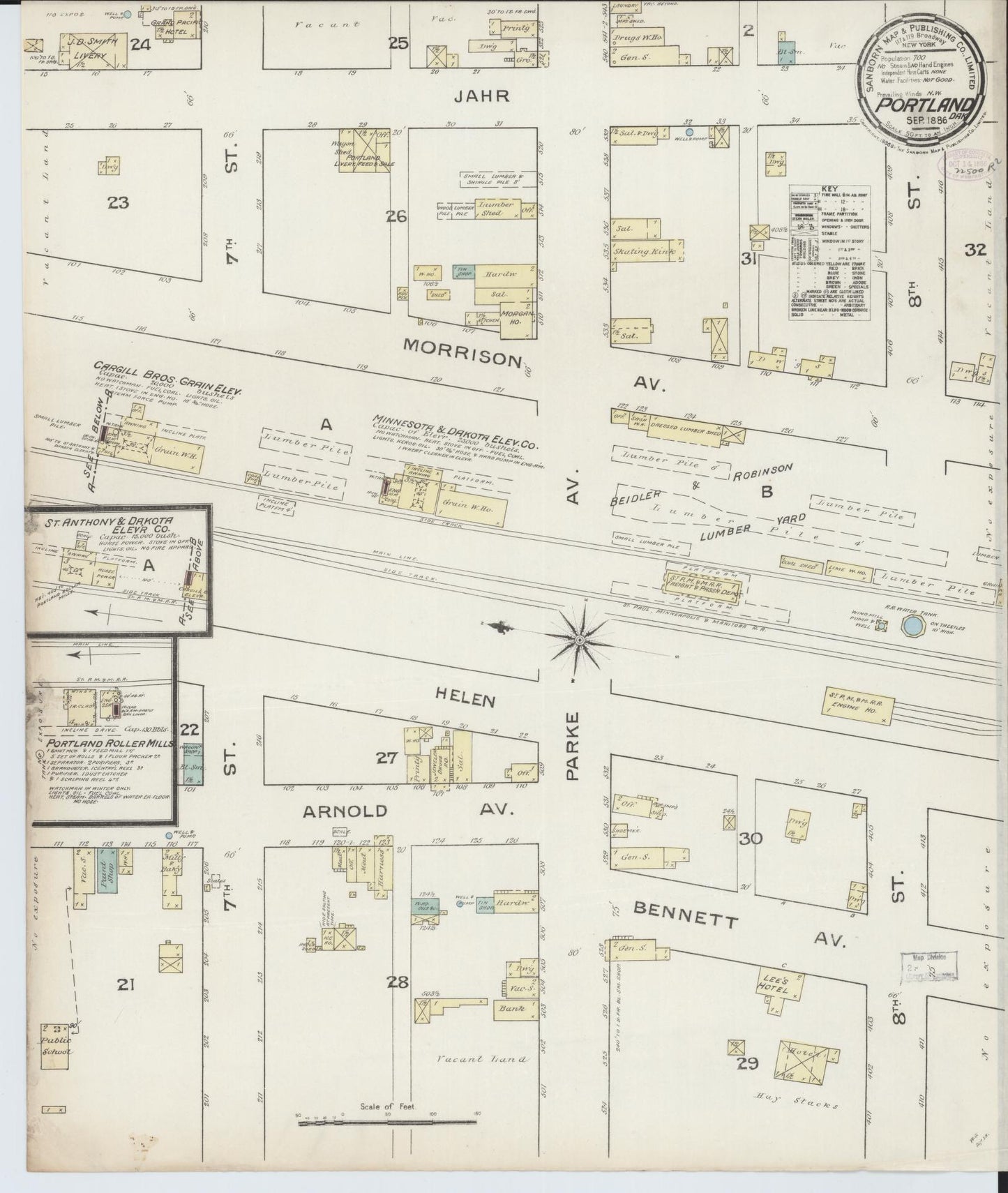 Sanborn Fire Insurance Map from Portland, Traill County, North Dakota (1886), Sheet #0001 - Historic Sanborn Fire Insurance Map Print, vintage old map wall art, antique decor, genealogy gift, North Dakota North Dakota map