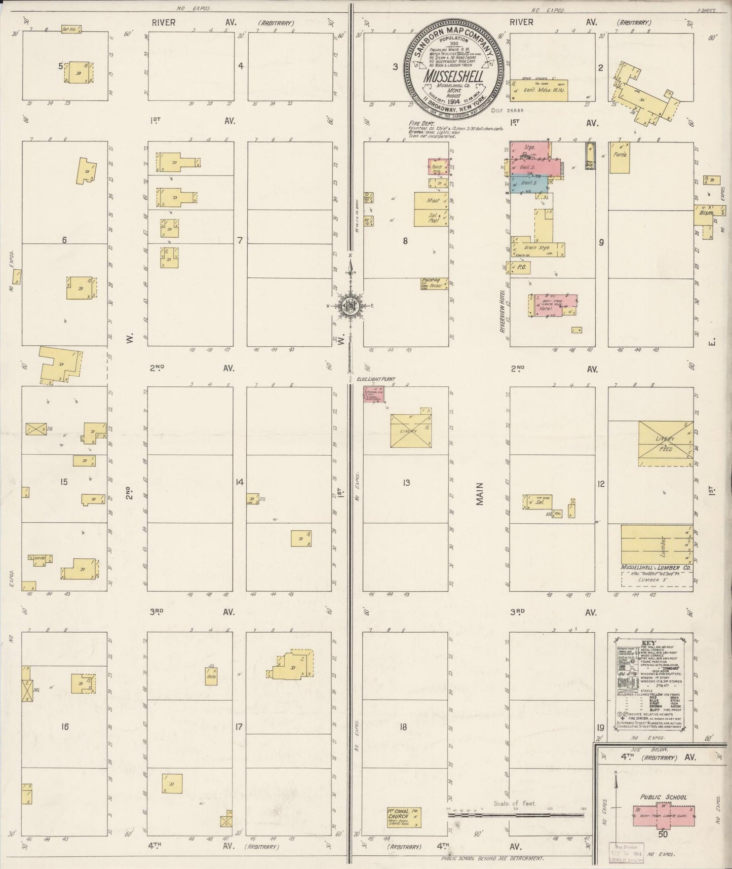 Sanborn Fire Insurance Map from Musselshell, Musselshell County, Montana (1914), Sheet #0001 - Historic Sanborn Fire Insurance Map Print, vintage old map wall art, antique decor, genealogy gift, Montana Montana map