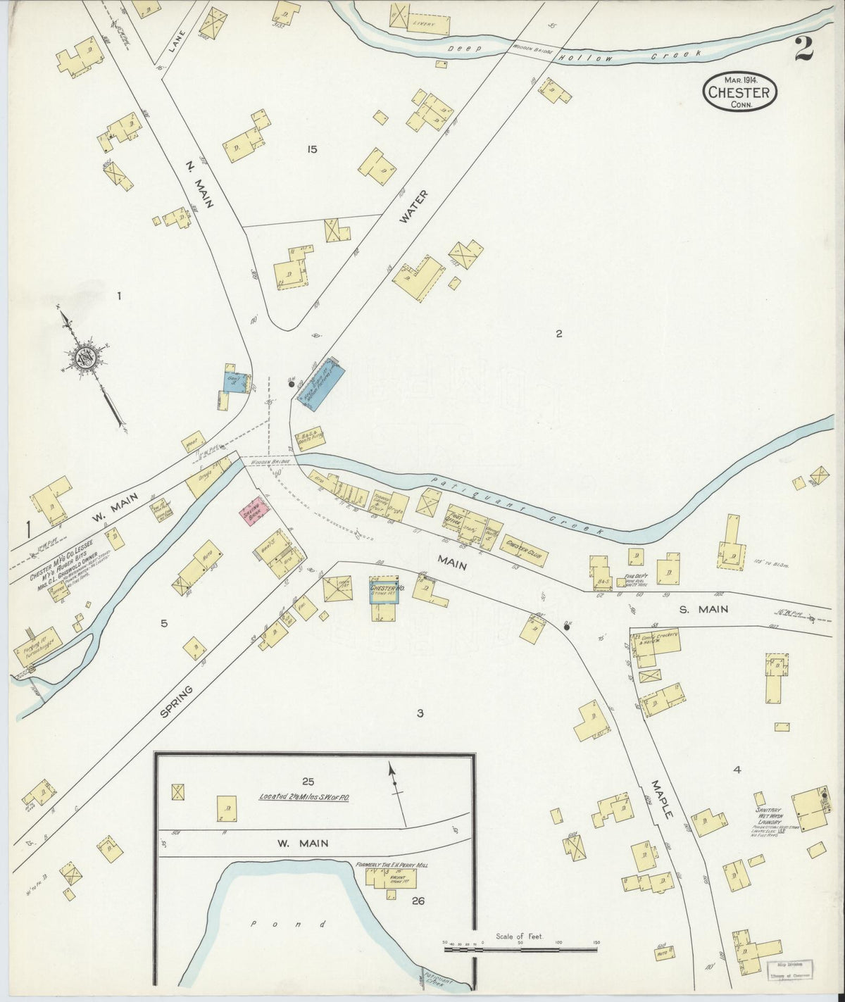 Sanborn Fire Insurance Map from Chester, Middlesex County, Connecticut (1914), Sheet #0002 - Historic Sanborn Fire Insurance Map Print, vintage old map wall art, antique decor, genealogy gift, Connecticut Connecticut map