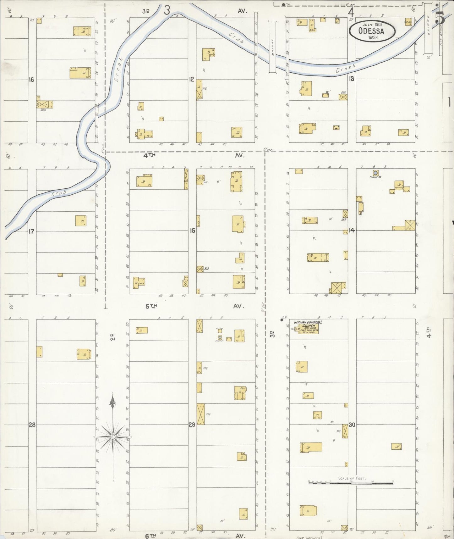 Sanborn Fire Insurance Map from Odessa, Lincoln County, Washington (1905), Sheet #0005 - Complete Map Set gallery image, historic Sanborn map, vintage wall art, Washington Washington
