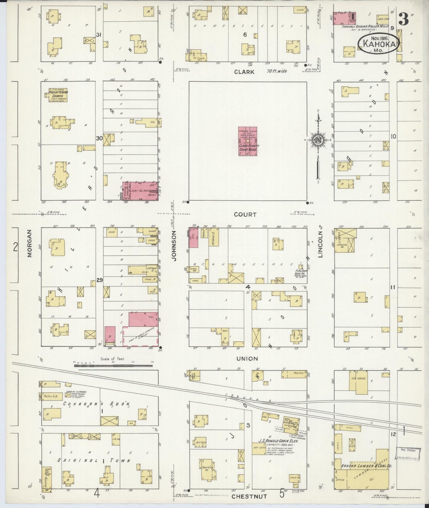 Sanborn Fire Insurance Map from Kahoka, Clark County, Missouri (1916), Sheet #0003 - Historic Sanborn Fire Insurance Map Print, vintage old map wall art, antique decor, genealogy gift, Missouri Missouri map
