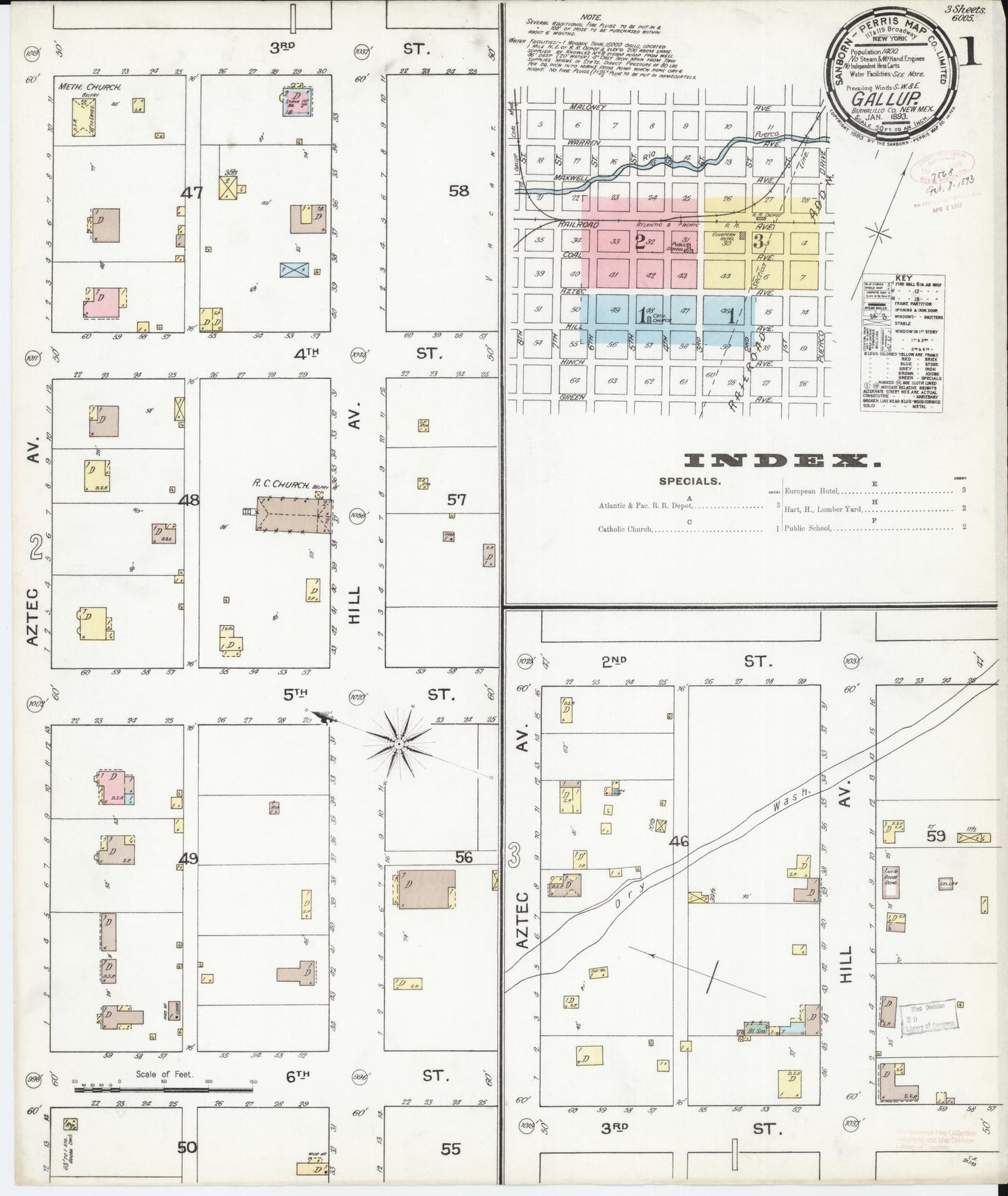 Sanborn Fire Insurance Map from Gallup, Mckinley County, New Mexico. (1893) – Historic Sanborn Fire Insurance Map Print