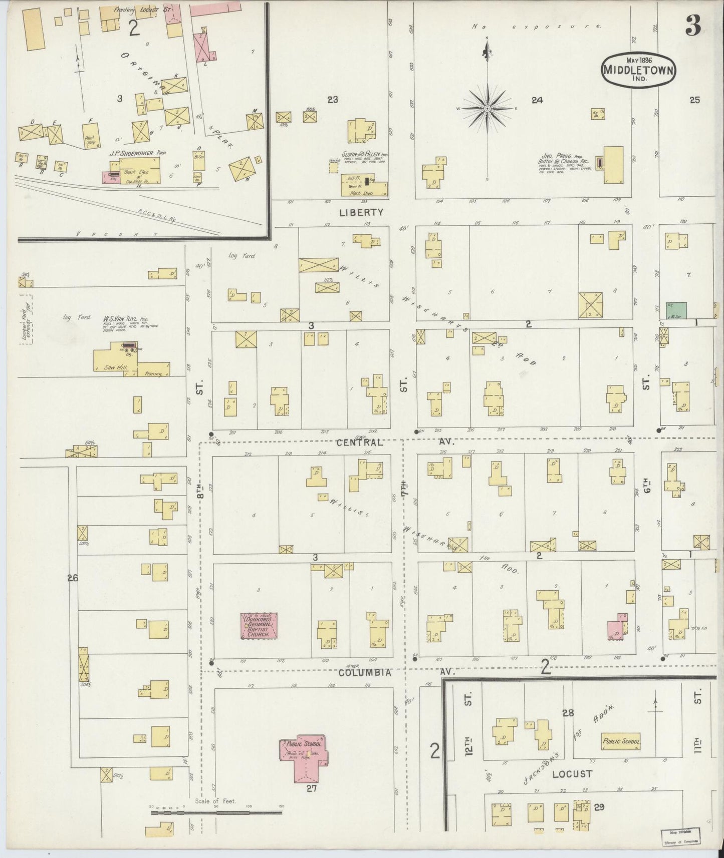 Sanborn Fire Insurance Map from Middletown, Henry County, Indiana (1896), Sheet #0003 - Complete Map Set gallery image, historic Sanborn map, vintage wall art, Indiana Indiana