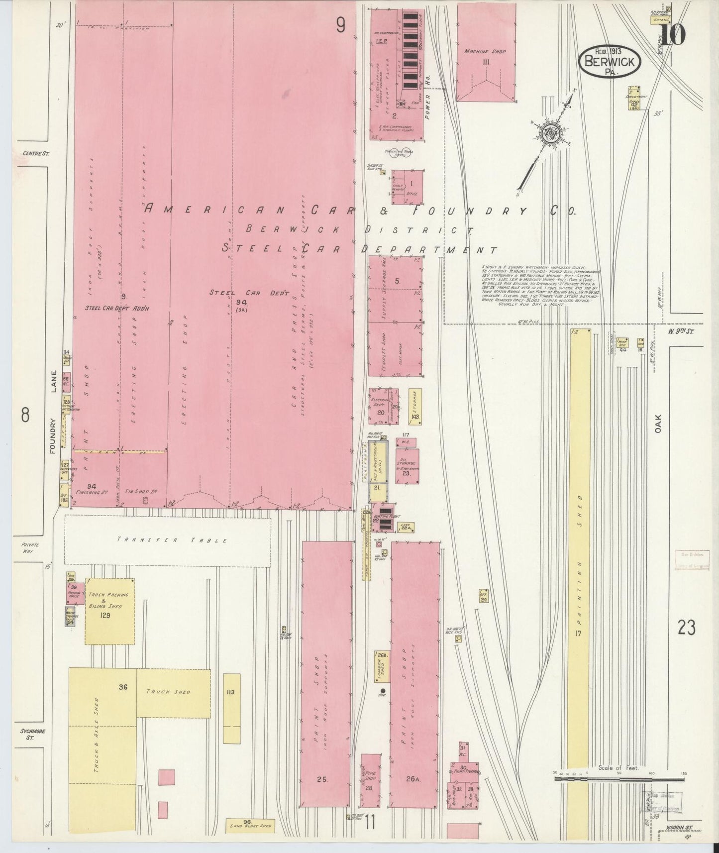 Sanborn Fire Insurance Map from Berwick, Columbia County, Pennsylvania (1913), Sheet #0010 - Historic Sanborn Fire Insurance Map Print, vintage old map wall art, antique decor, genealogy gift, Pennsylvania Pennsylvania map