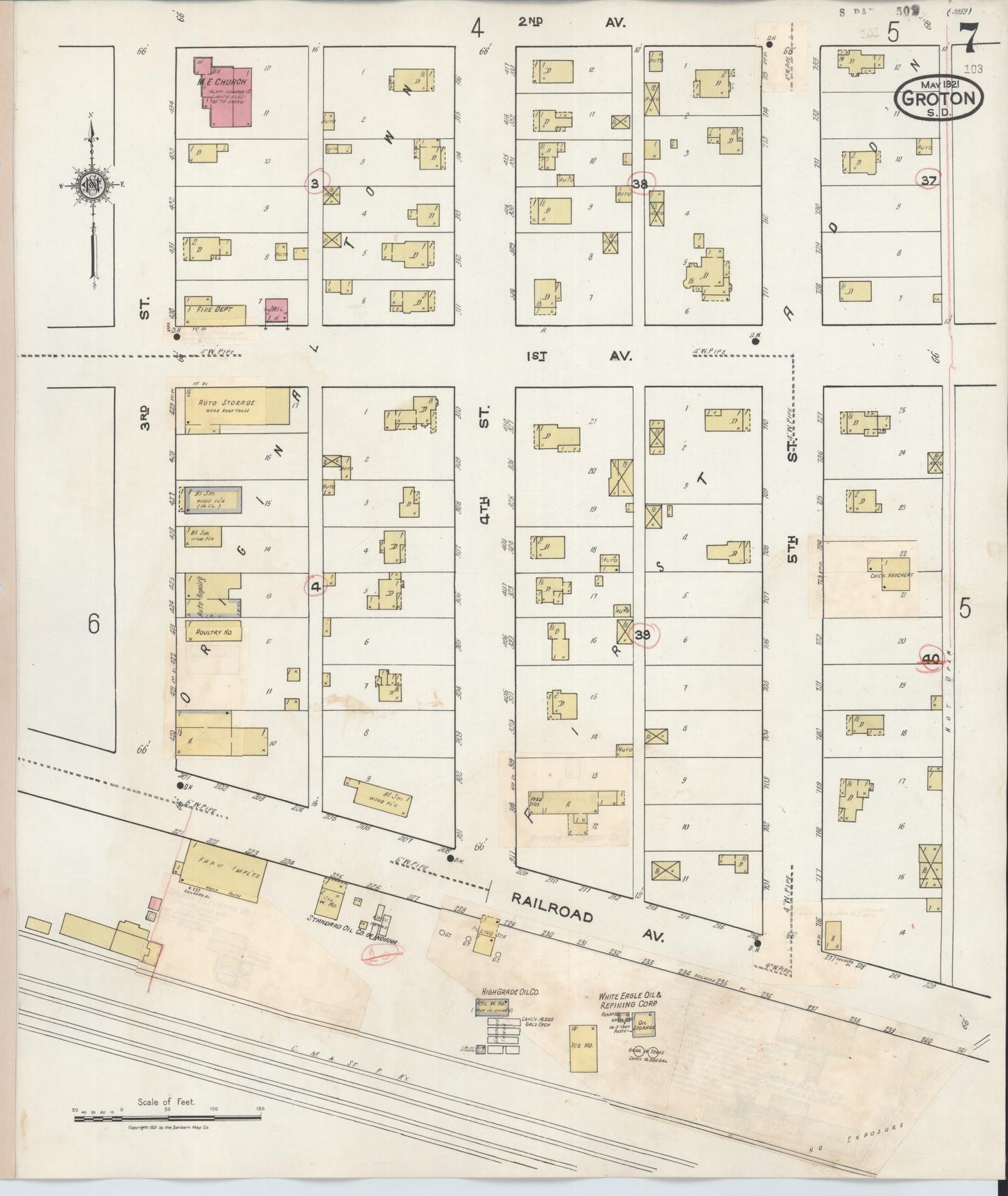 Sanborn Fire Insurance Map from Groton, Brown County, South Dakota (1930), Sheet #0007 - Complete Map Set gallery image, historic Sanborn map, vintage wall art, South Dakota South Dakota