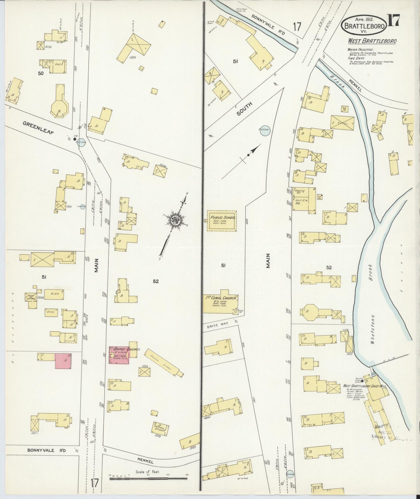 Sanborn Fire Insurance Map from Brattleboro, Windham County, Vermont (1912), Sheet #0017 - Complete Map Set gallery image, historic Sanborn map, vintage wall art, Vermont Vermont