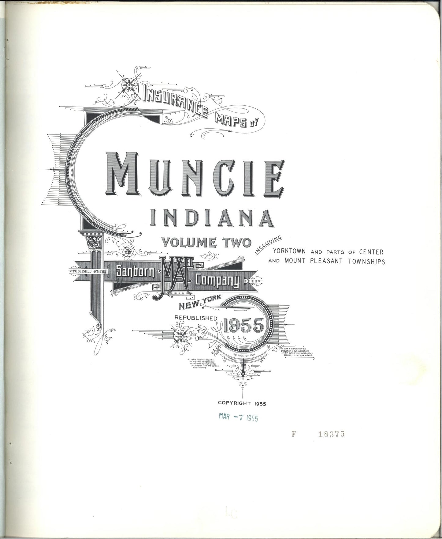 Sanborn Fire Insurance Map from Muncie, Delaware County, Indiana. (1955) – Historic Sanborn Fire Insurance Map Print