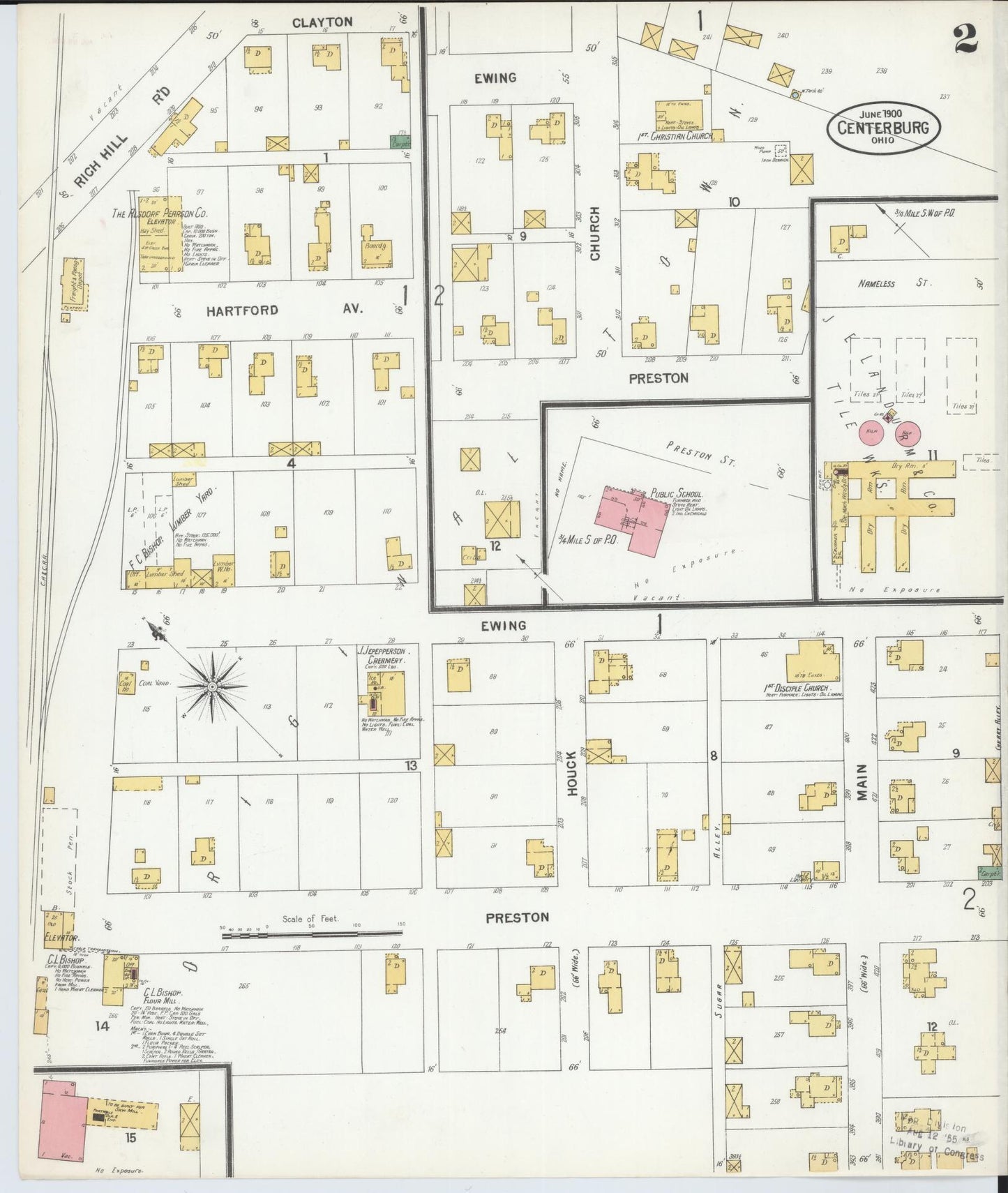 Sanborn Fire Insurance Map from Centerburg, Knox County, Ohio (1900), Sheet #0002 - Complete Map Set gallery image, historic Sanborn map, vintage wall art, Ohio Ohio