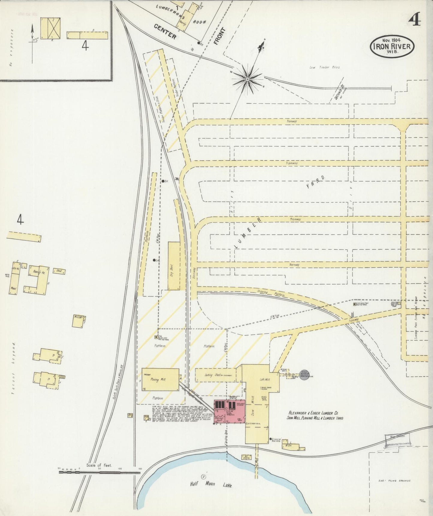 Sanborn Fire Insurance Map from Iron River, Bayfield County, Wisconsin (1904), Sheet #0004 - Historic Sanborn Fire Insurance Map Print, vintage old map wall art, antique decor, genealogy gift, Wisconsin Wisconsin map
