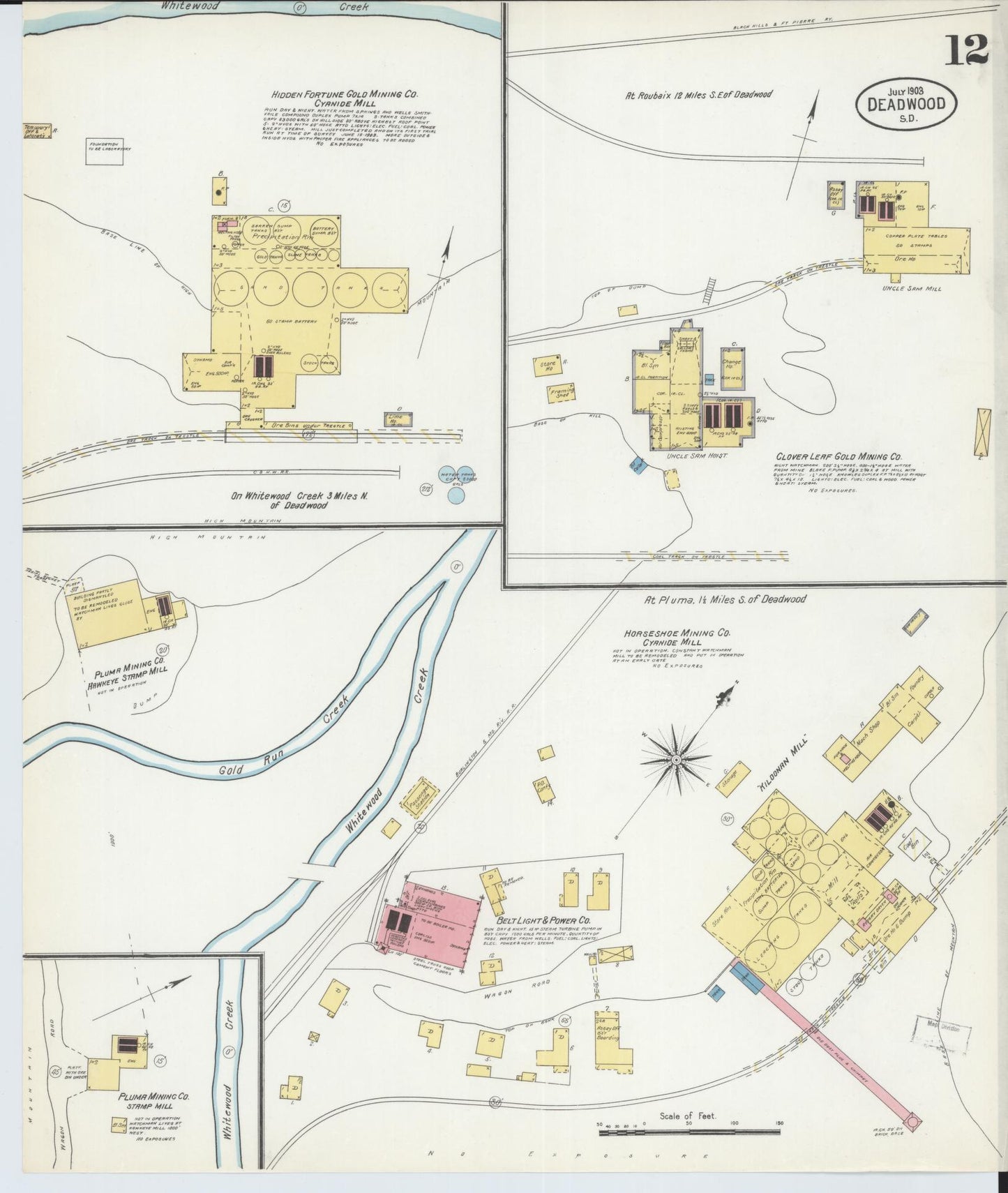 Sanborn Fire Insurance Map from Deadwood, Lawrence County, South Dakota (1903), Sheet #0012 - Complete Map Set gallery image, historic Sanborn map, vintage wall art, South Dakota South Dakota
