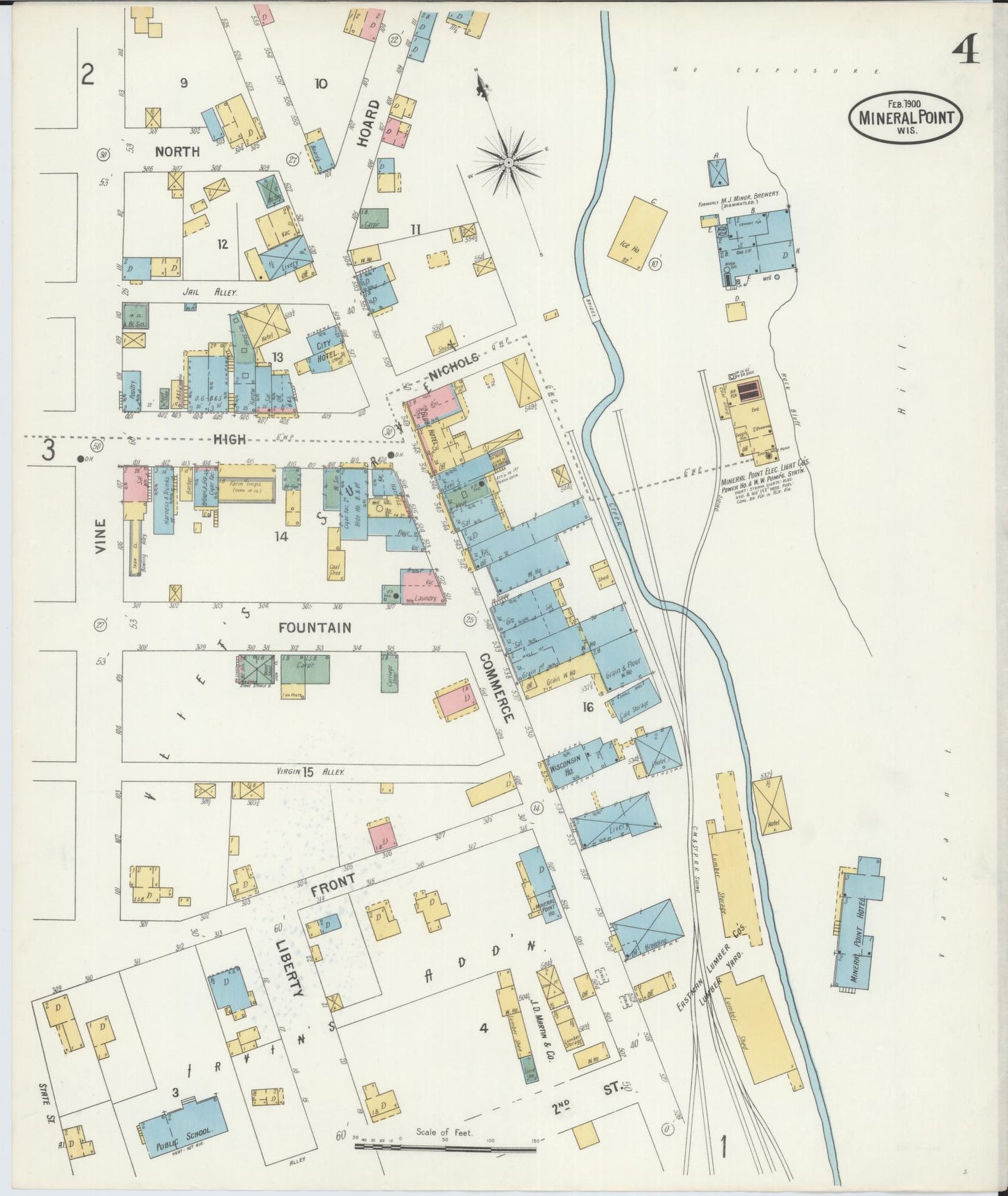 Sanborn Fire Insurance Map from Mineral Point, Iowa County, Wisconsin (1900), Sheet #0004 - Historic Sanborn Fire Insurance Map Print, vintage old map wall art, antique decor, genealogy gift, Wisconsin Wisconsin map