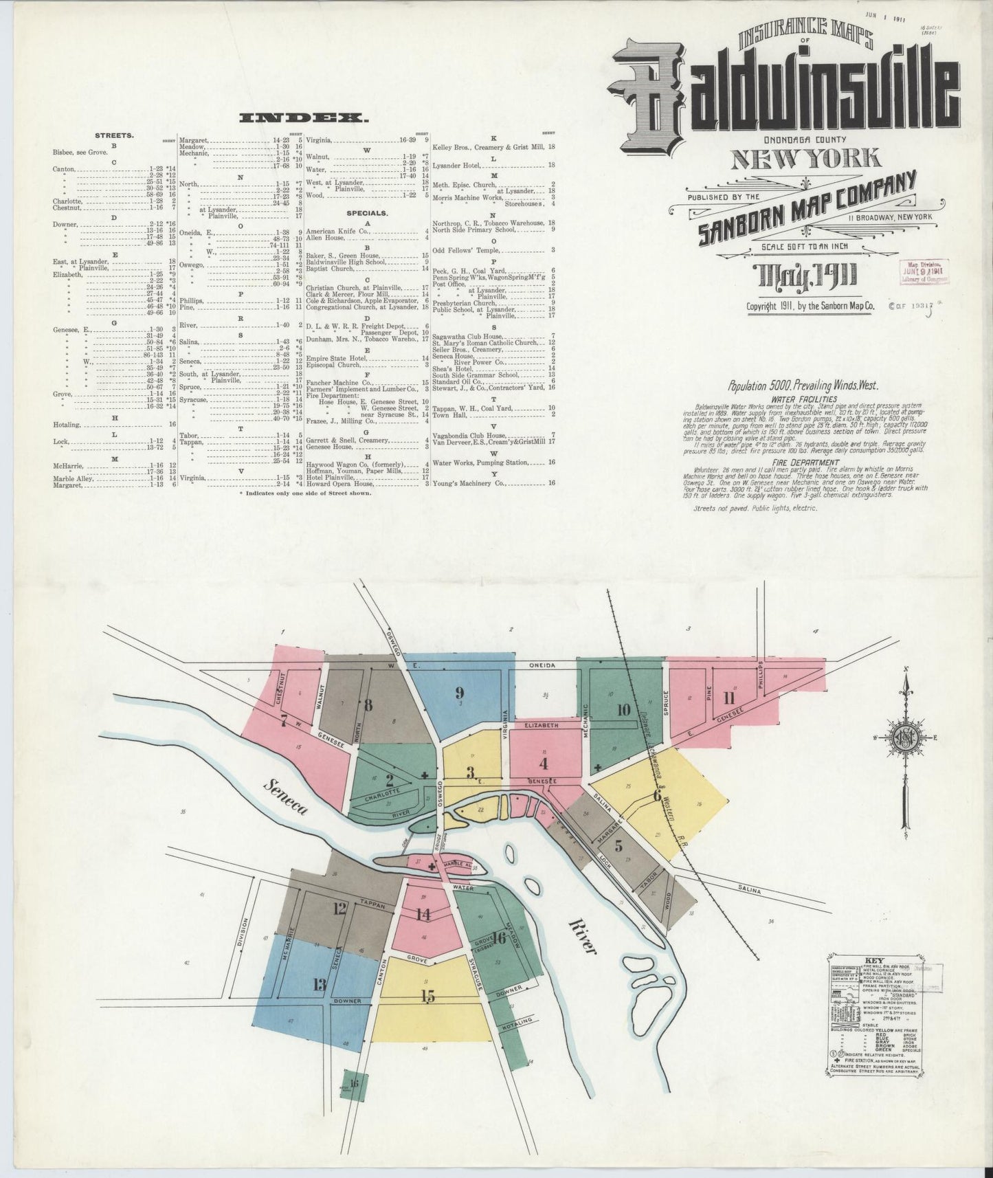 Sanborn Fire Insurance Map from Baldwinsville, Onondaga County, New York. (1911) – Historic Sanborn Fire Insurance Map Print
