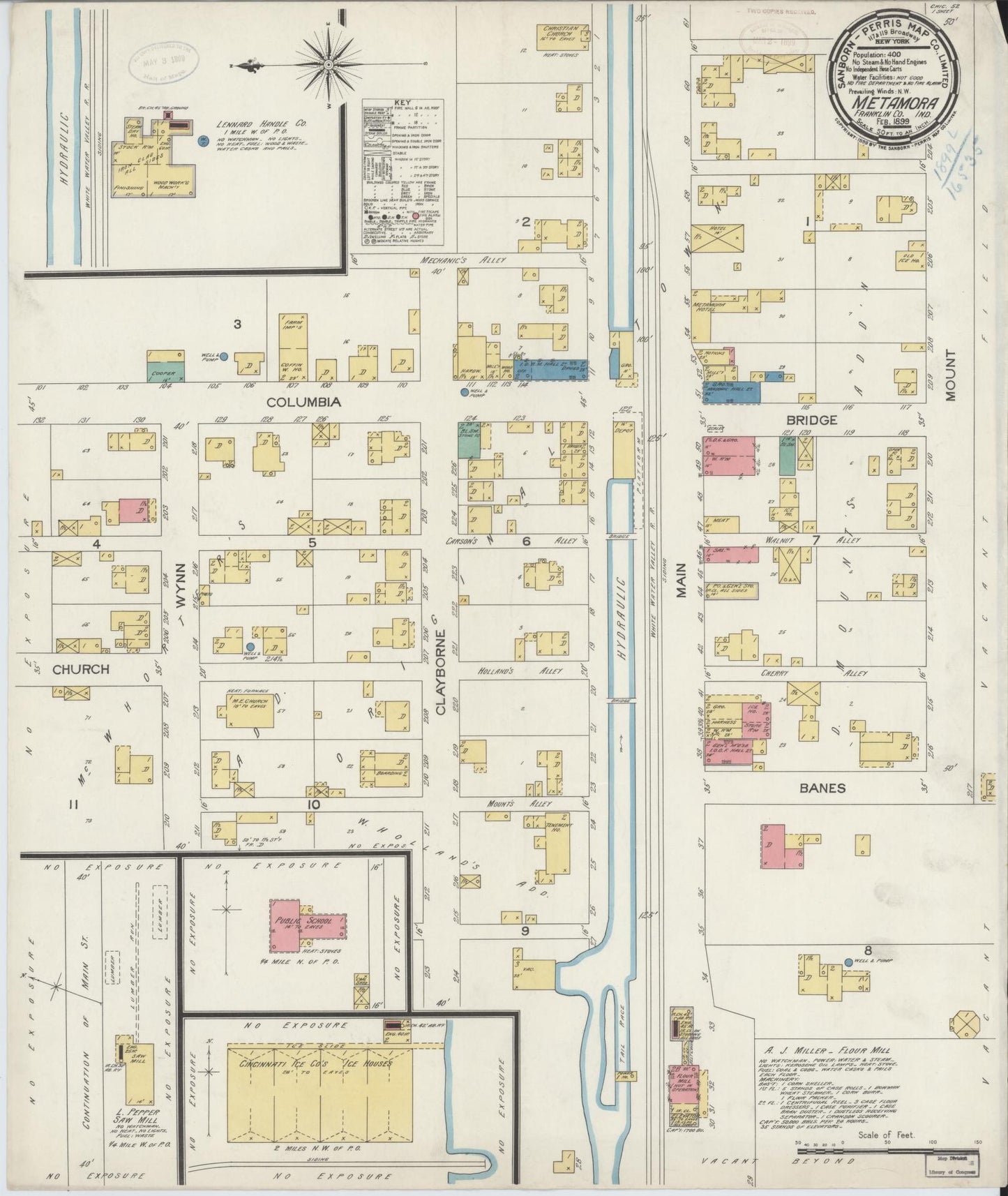 Sanborn Fire Insurance Map from Metamora, Franklin County, Indiana. (1899) – Historic Sanborn Fire Insurance Map Print