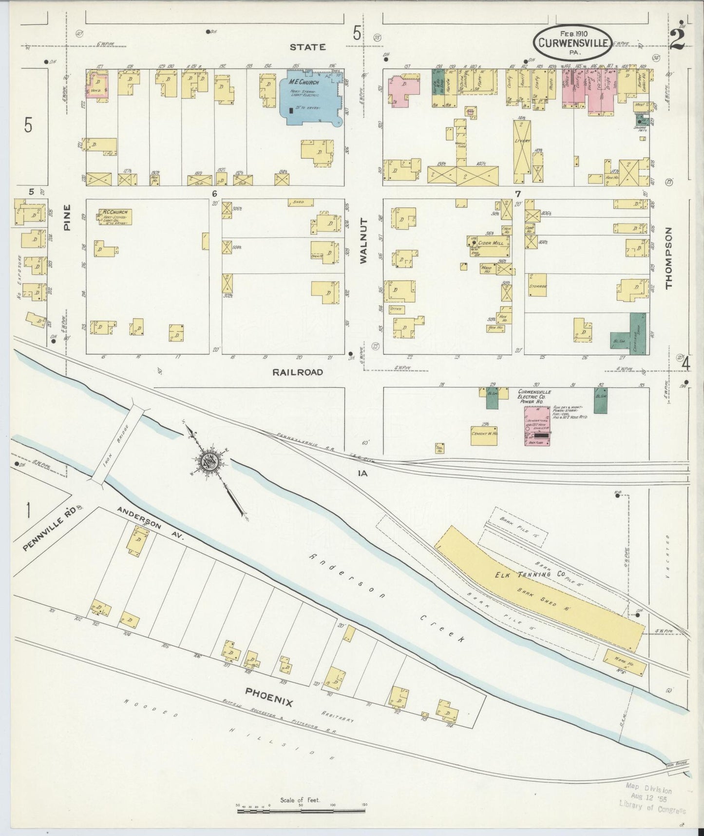 Sanborn Fire Insurance Map from Curwensville, Clearfield County, Pennsylvania (1910), Sheet #0002 - Historic Sanborn Fire Insurance Map Print, vintage old map wall art, antique decor, genealogy gift, Pennsylvania Pennsylvania map